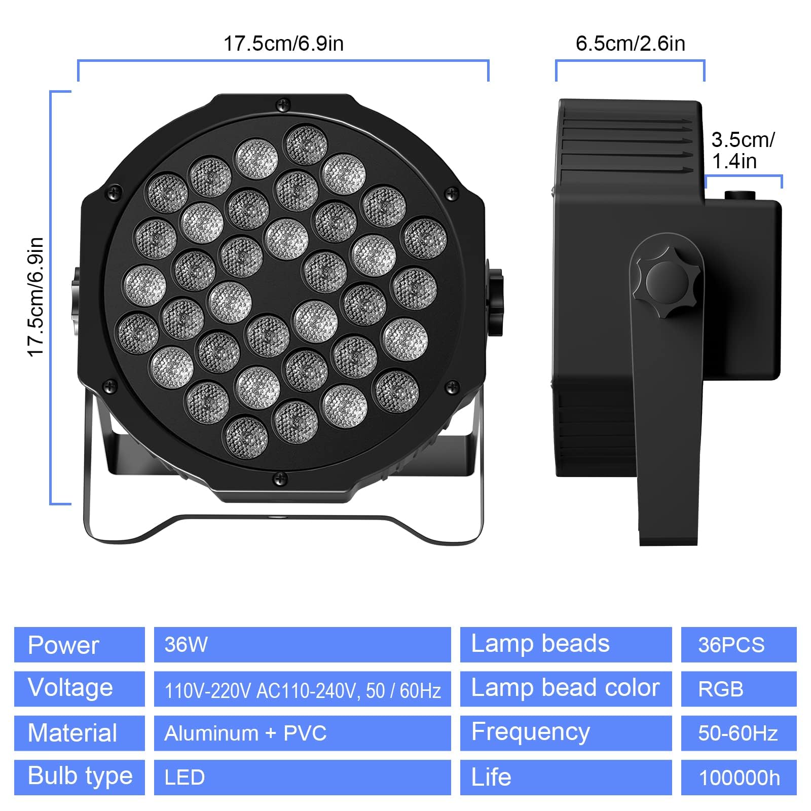 U'King 10-Pack 36LED RGB Par Lights - 7-Channel DMX & Remote Controlled DJ Party Lighting System with Sound Activation - Perfect for Birthday Parties, Bars, Dance Floors & Event Decorations