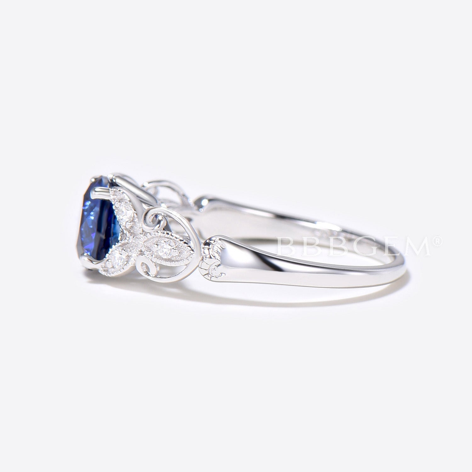 14K Gold Filigree Engagement Ring with 1CT Round Blue Sapphire - Elegant Wedding Band for Women, Perfect for Proposals, Anniversaries & Special Occasions