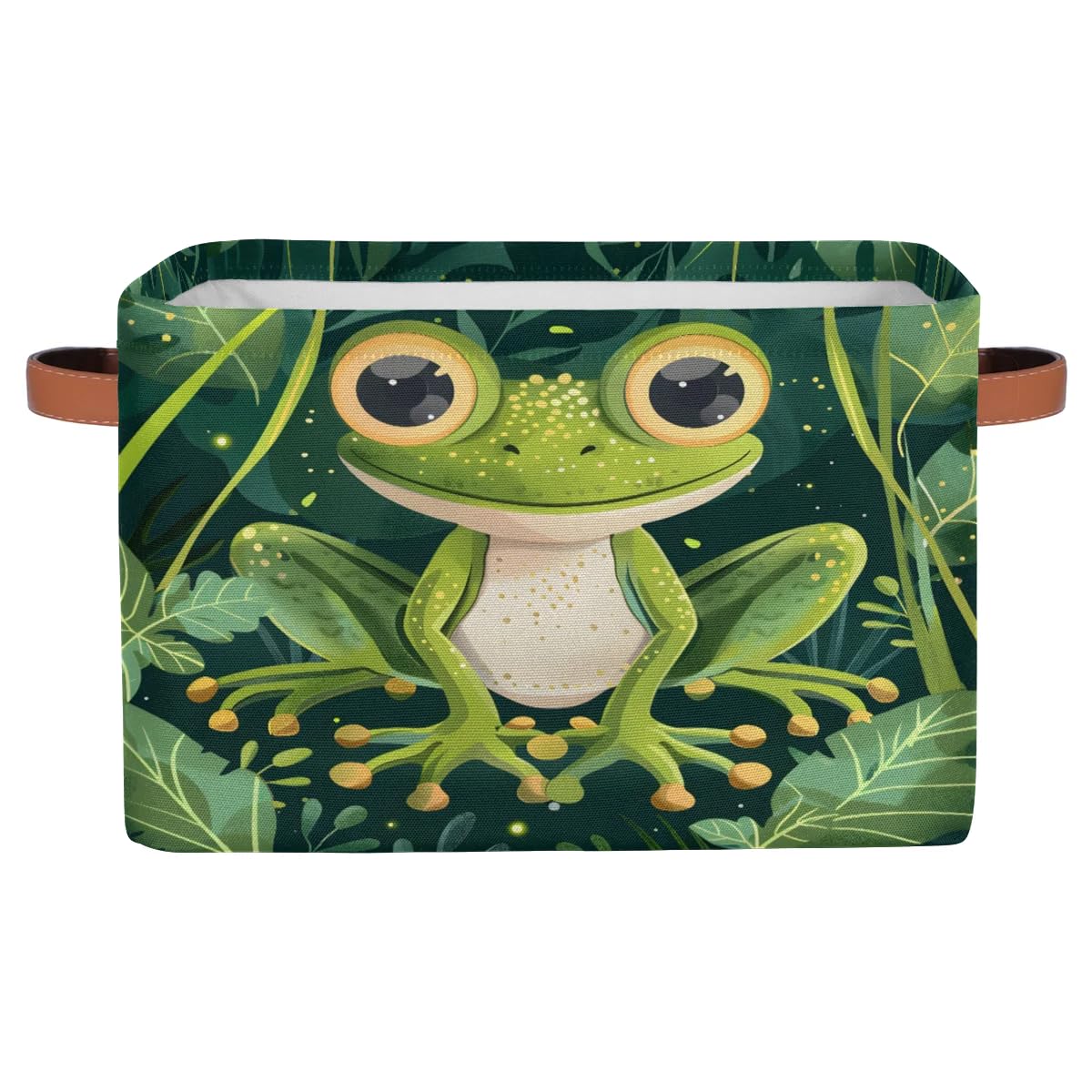 Cute Frog Large Storage Baskets for Shelves & Closets - Fabric Organizer Bins with Handles, Decorative Collapsible Home Storage for Clothes & Toys (2-Pack) - Perfect for Kids' Rooms, Playrooms & Nursery Organization