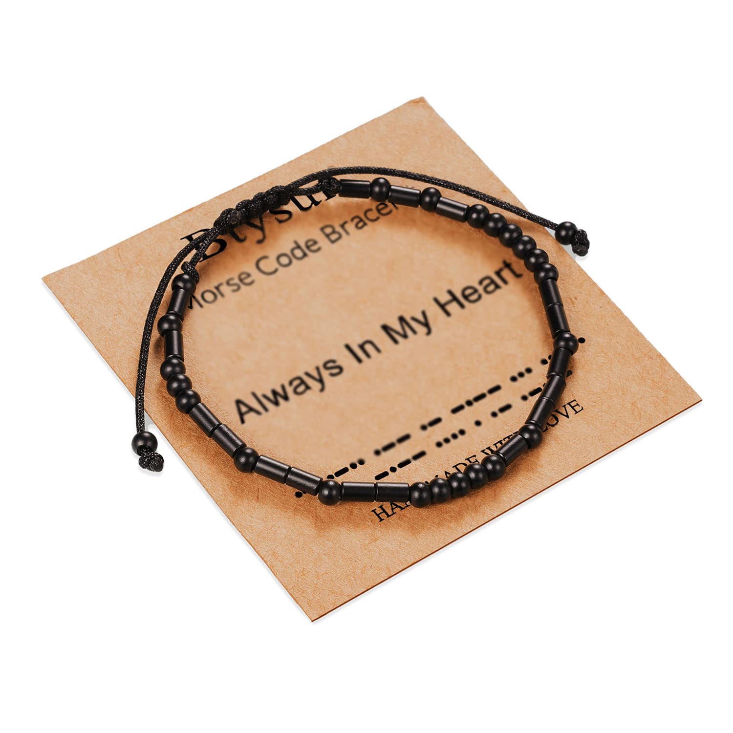 Morse Code Bracelet for Women & Men - Adjustable Black Braided Leather Inspirational Gift for Her, Best Friend, Sister, Daughter, Mom & Dad - Birthday, Christmas Jewelry - Perfect for Daily Wear, Gifting & Special Occasions