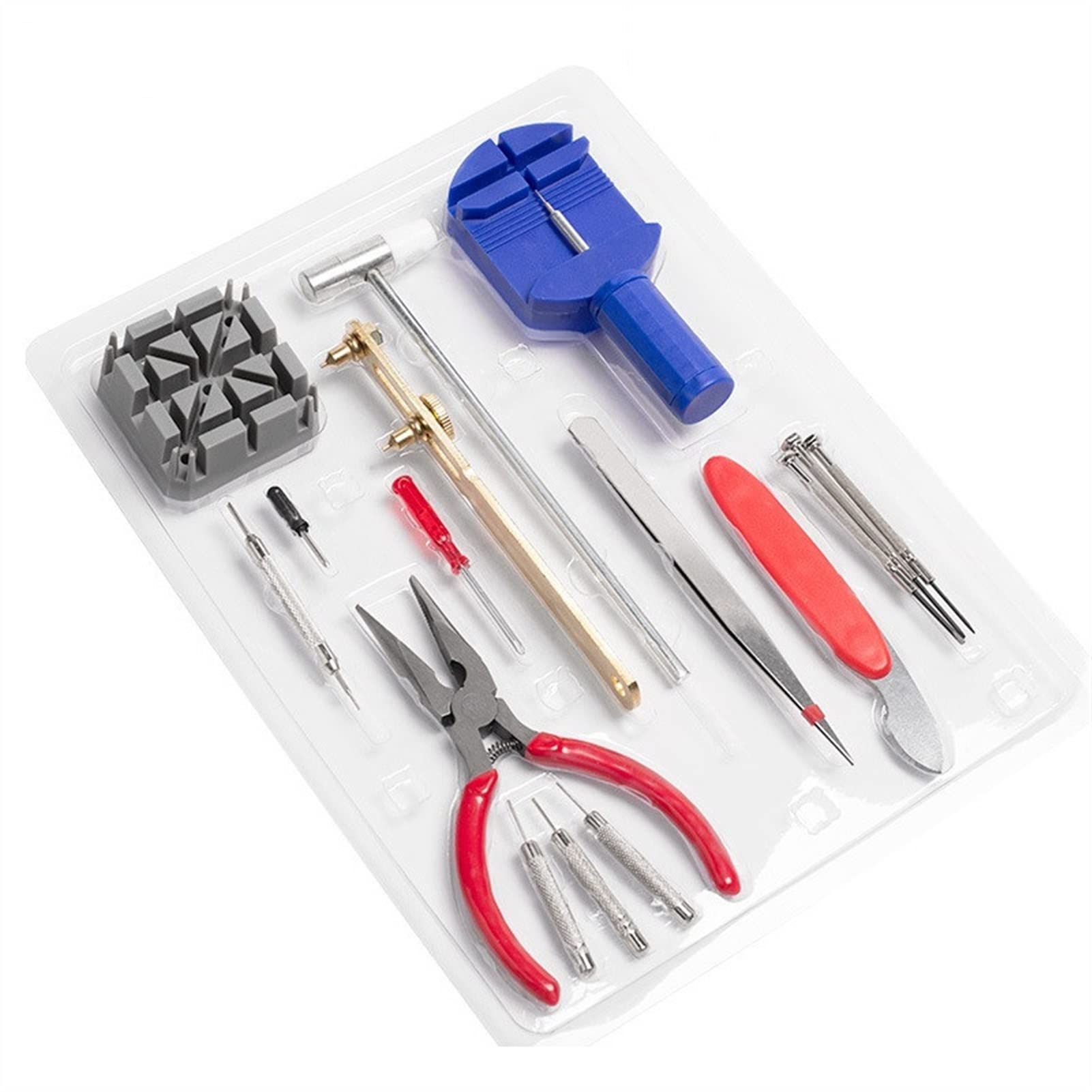 QIANFENG 16-Piece Professional Watch Repair Tool Kit with Strap Remover & Bottle Opener - Complete Watchmaker Tools for DIY Watch Band Replacement, Battery Change & Maintenance - Perfect for Watch Enthusiasts & Jewelers