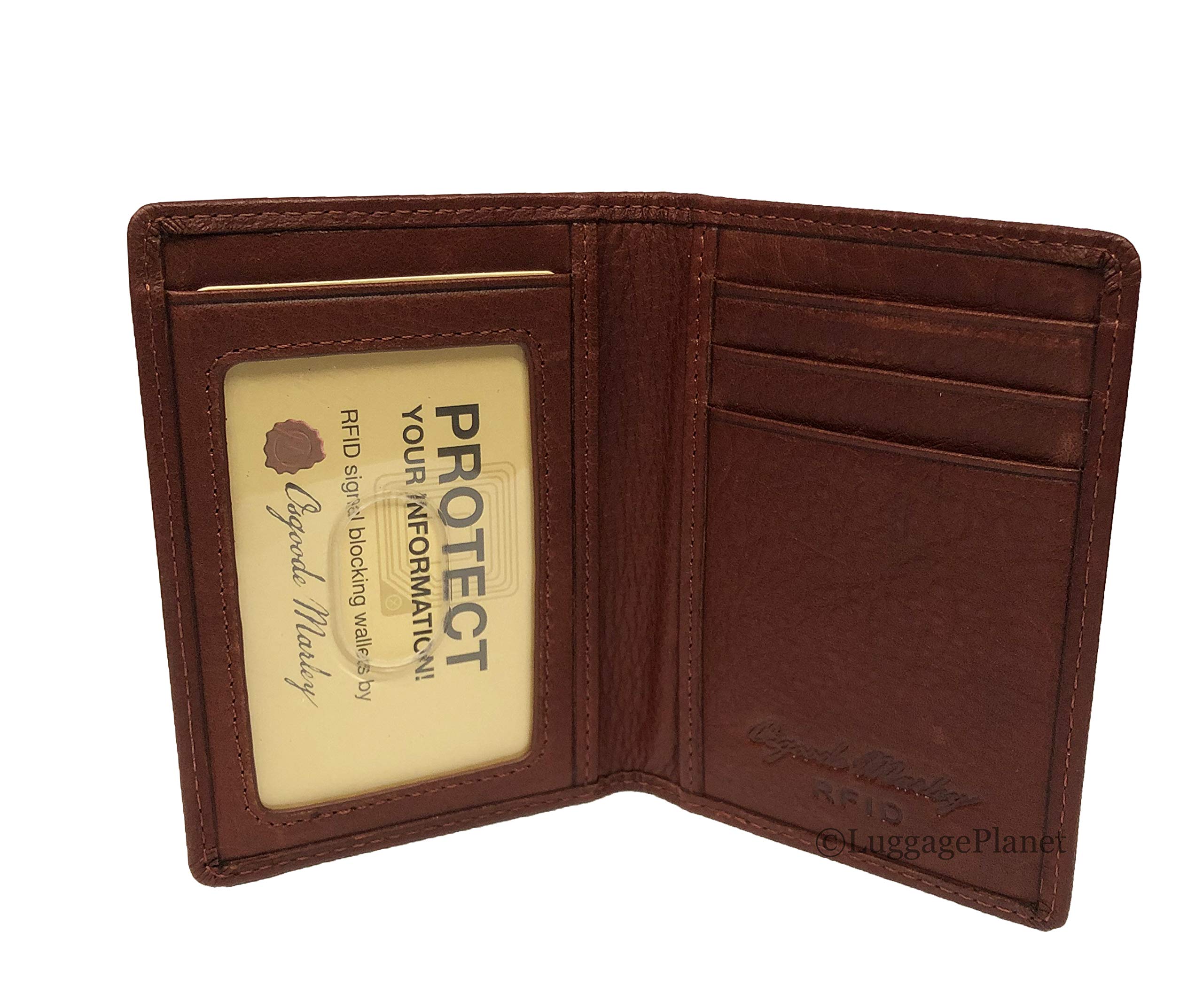 RFID Leather Men's ID Card Holder Wallet - Slim & Secure (Brandy) | Perfect for Travel, Business & Everyday Use