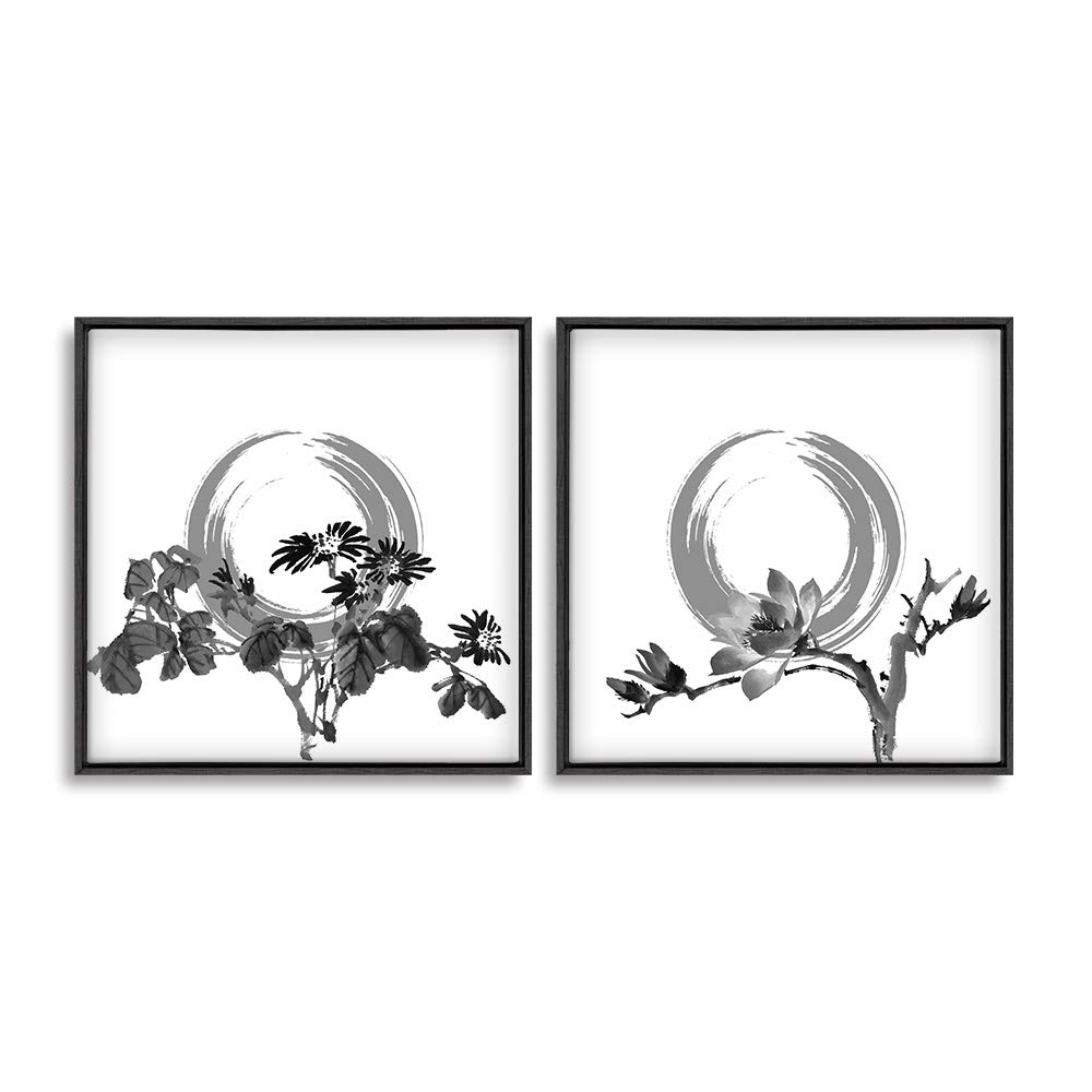 Ink Theme Framed Canvas Wall Art Set of 2 - 16