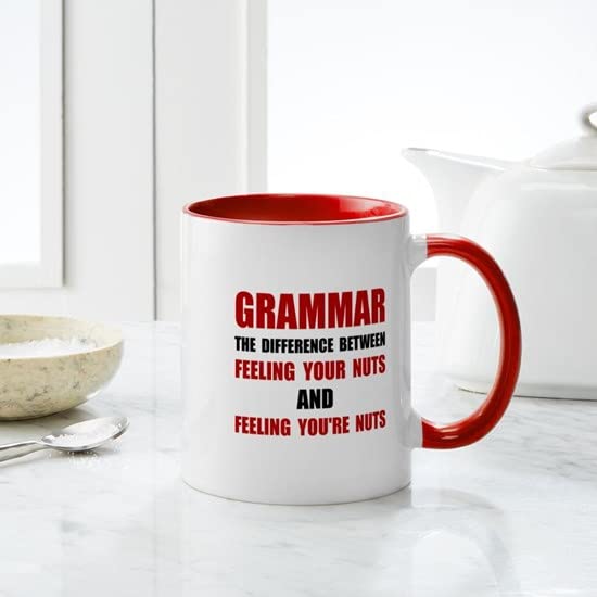 Grammar Nuts 11 oz Ceramic Coffee Mug (325ml) - Funny English Teacher Gift for Classroom, Office & Home Use - Perfect for Tea, Hot Chocolate & Morning Coffee