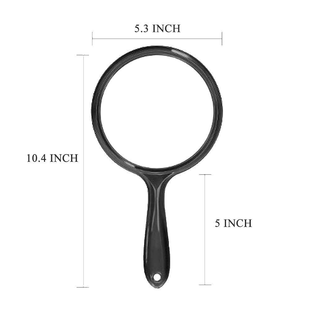 3X/1X Magnifying Makeup Hand Mirror - Double-Sided Travel Cosmetic Mirror with Acrylic Clear Finish, Large Round Handheld Mirror (Black) - Perfect for Home Vanity, Travel & Professional Makeup Application
