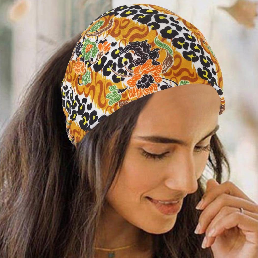 Zoestar Wide African Headbands - Knotted Turban Head Wraps & Boho Printed Hair Bands - Stylish Stretchy Head Scarves for Women & Girls (Pack of 3) - Perfect for Beach, Yoga, and Everyday Fashion Accessories