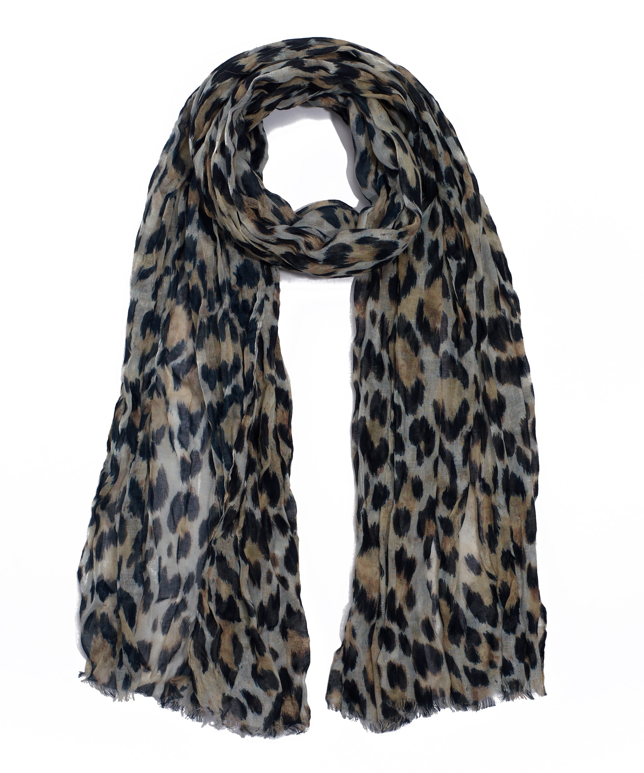 Eco-Friendly Leopard Print Crinkle Wrap Scarf - Stylish & Sustainable Fashion Accessory for Women, Perfect for Casual Outfits, Parties & Layering