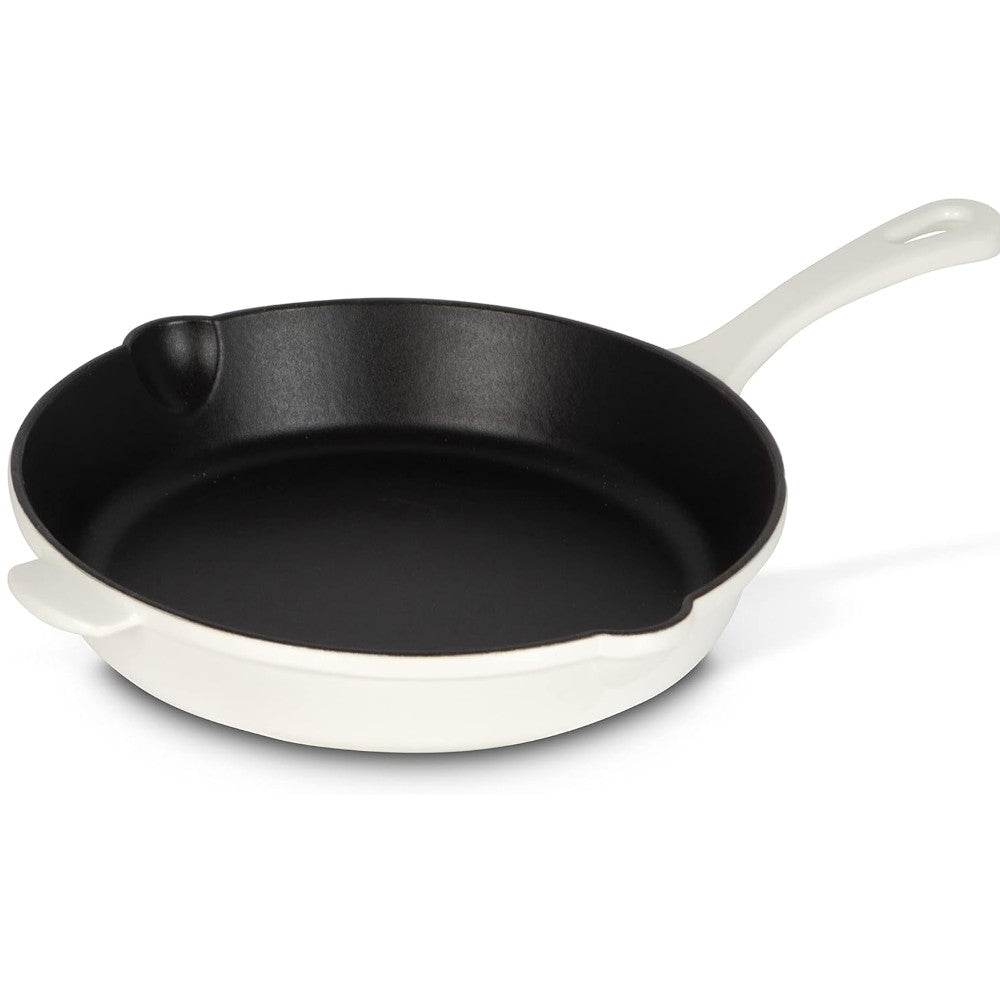 Cuisinart CI22 24PWHC 10-Inch (25cm) Pearl White Cast Iron Skillet - Perfect for Searing, Frying & Baking - Ideal for Stovetop, Oven & Outdoor Cooking
