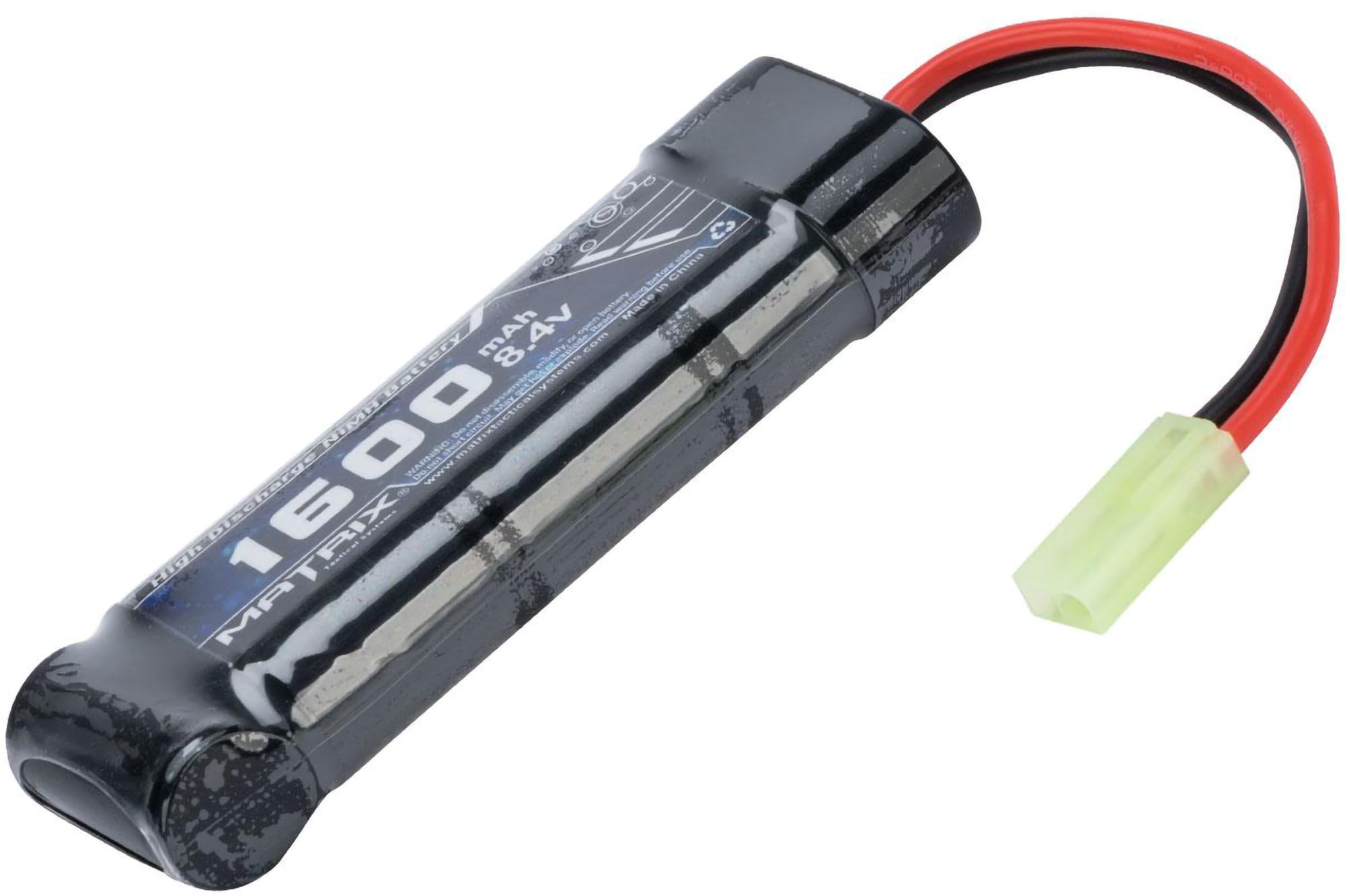 Matrix High Output Small Type Airsoft NiMH Battery - 9.6V 1600mAh for AEG Rifles & Pistols - Perfect for CQB and Outdoor Airsoft Battles