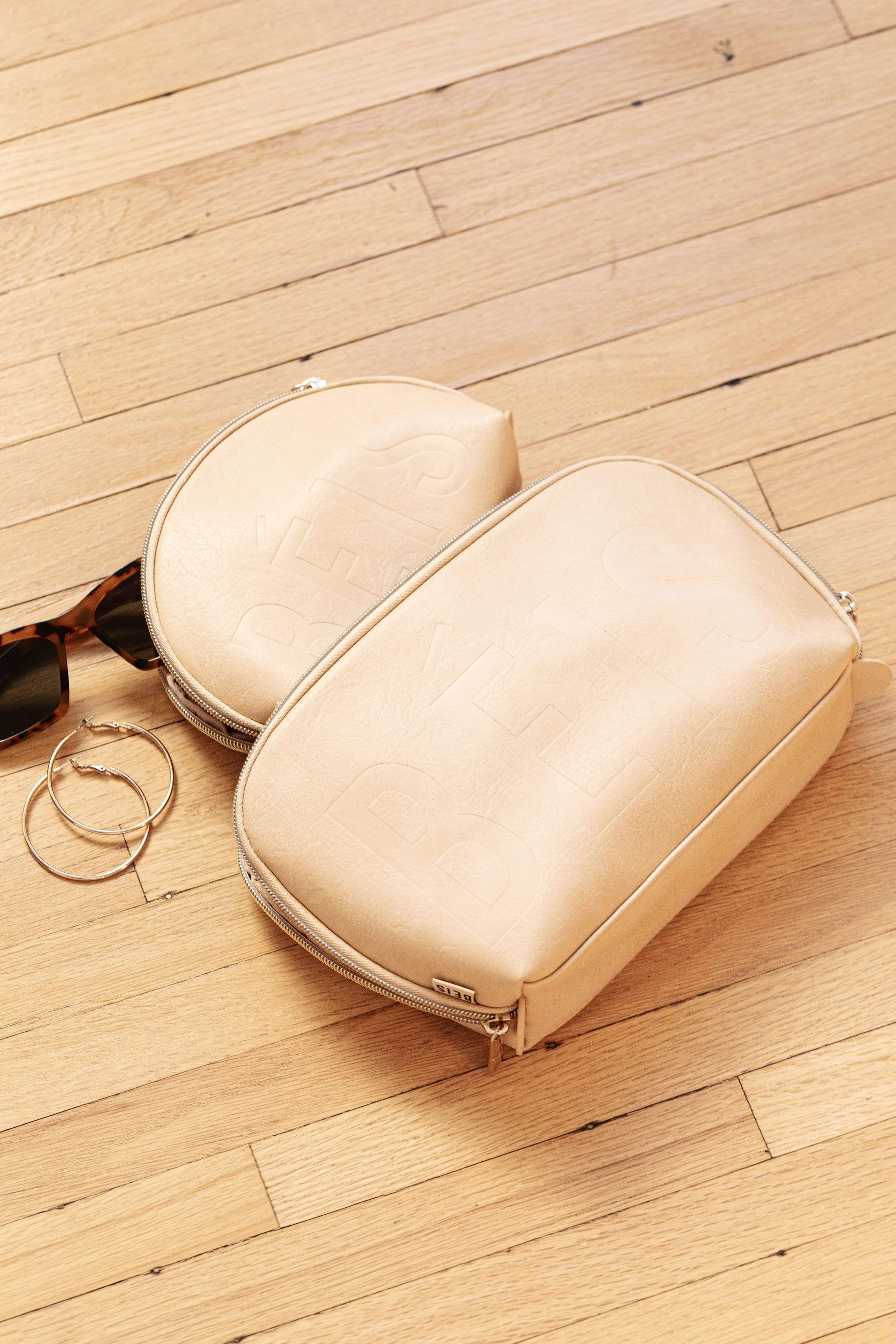Premium Beige Cosmetic Pouch Set - Travel Makeup Organizer & Toiletry Bag for Women | Perfect for Vacation, Gym, and Everyday Essentials Storage