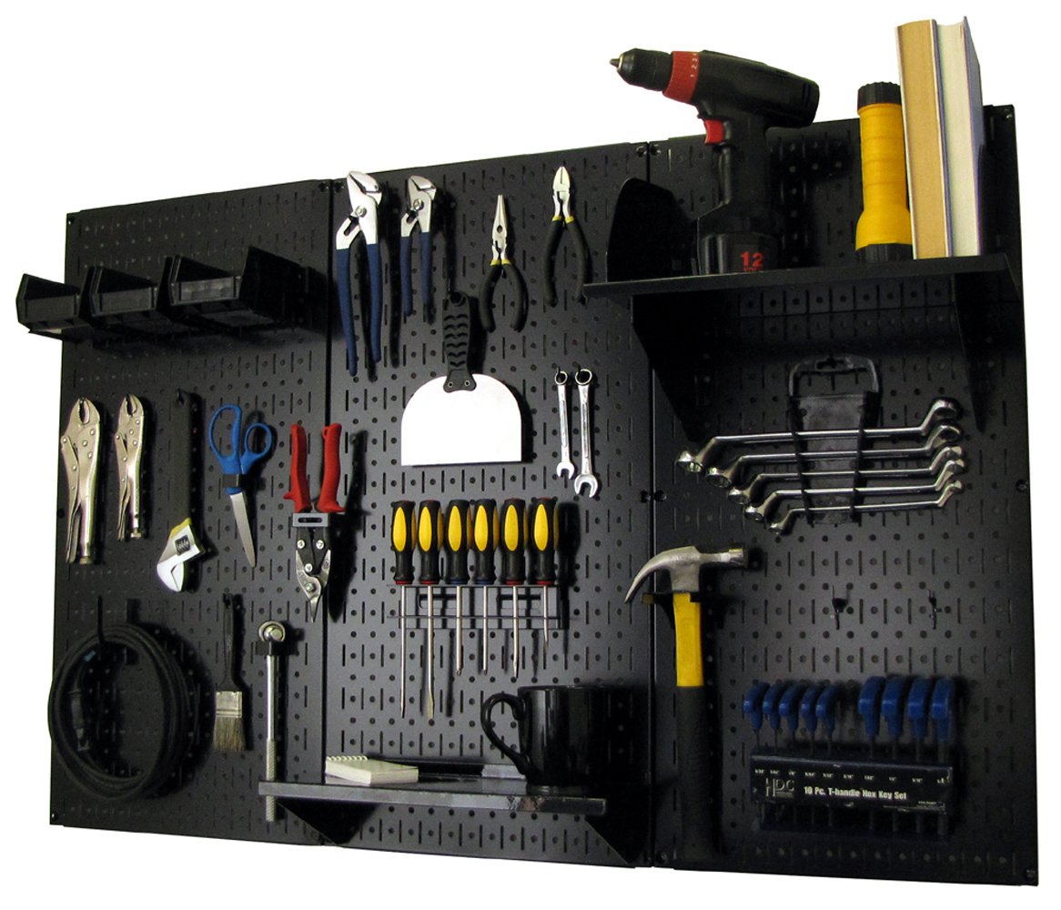 Metal Pegboard Organizer Wall Control Tool Storage Kit with Hooks & Accessories - Perfect for Garage, Workshop, and Home Organization