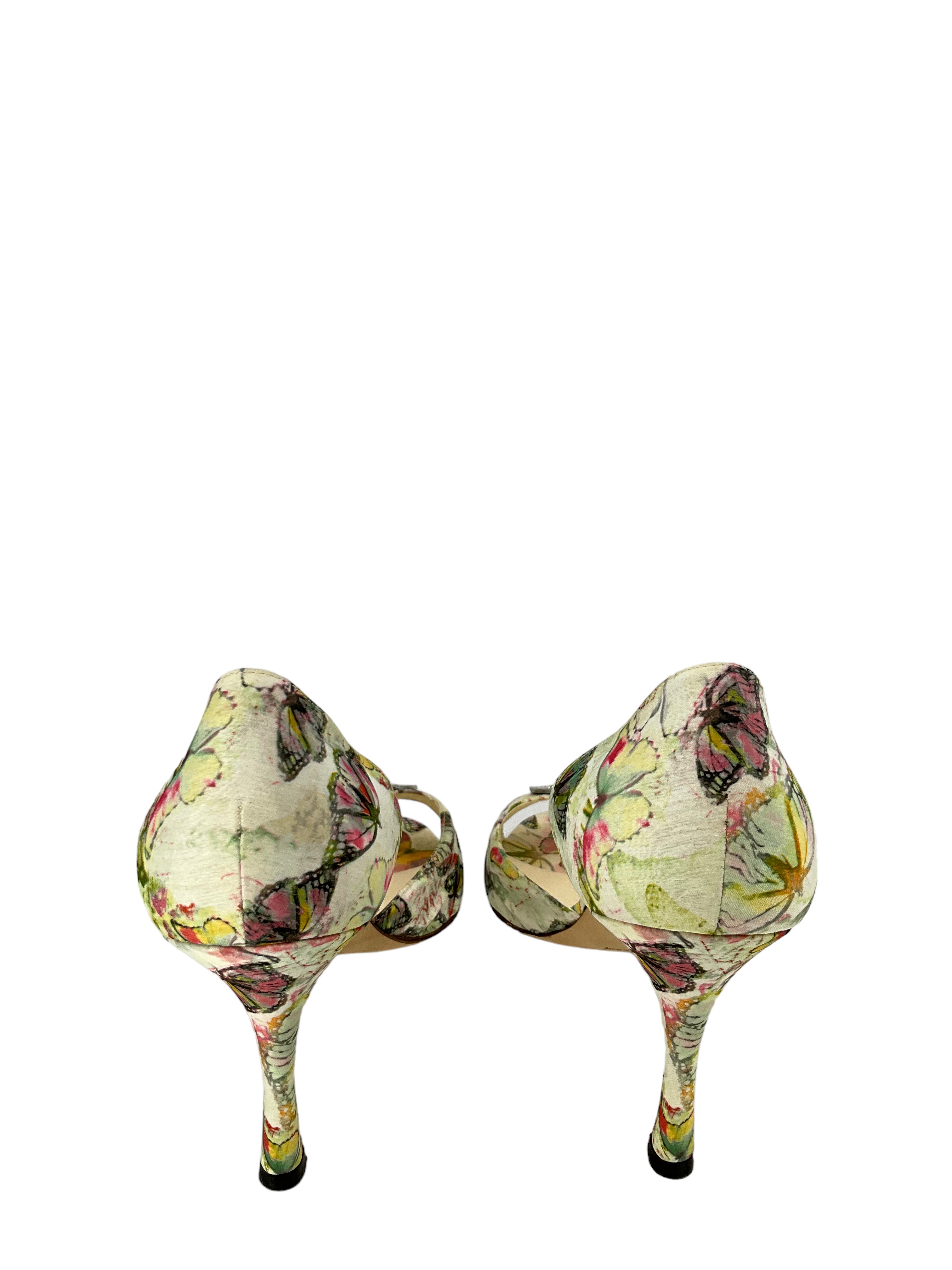 Manolo Blahnik Women's Size 11 Fabric Butterfly Print Pumps - Elegant Heels for Weddings, Parties & Special Occasions
