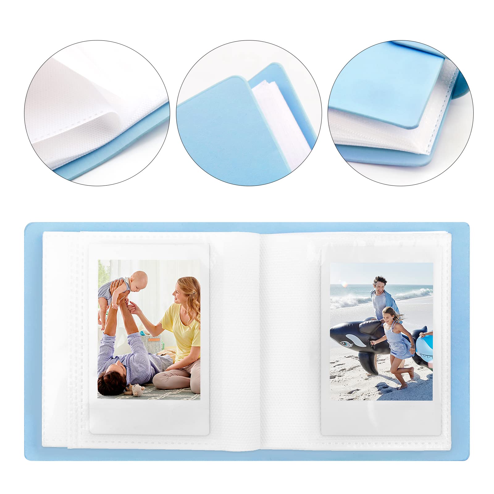 52-Pocket Small Photo Album for Fujifilm Instax Mini, Polaroid Snap & Z2300 - Holds 2x3 Instant Photos (Blue, 2-Pack) - Perfect for Travel Memories, Baby Photos & Party Snapshots