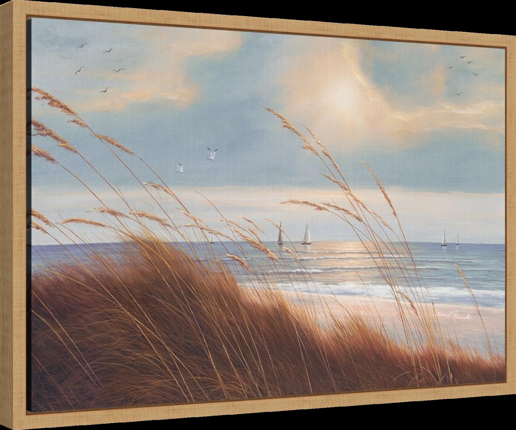 Amanti Art Framed Canvas Wall Art - 16x23 Sailboat Breezeway by Diane Romanello, Coastal Beach Painting, Modern Home Decor for Living Room, Bedroom, Bathroom & Kitchen | Perfect for Nautical & Seaside Themed Interiors