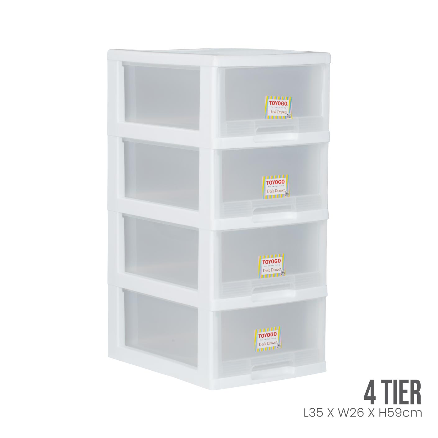 WHITE FRAME TRANSLUCENT DRAWER (542-4WF-TPT)