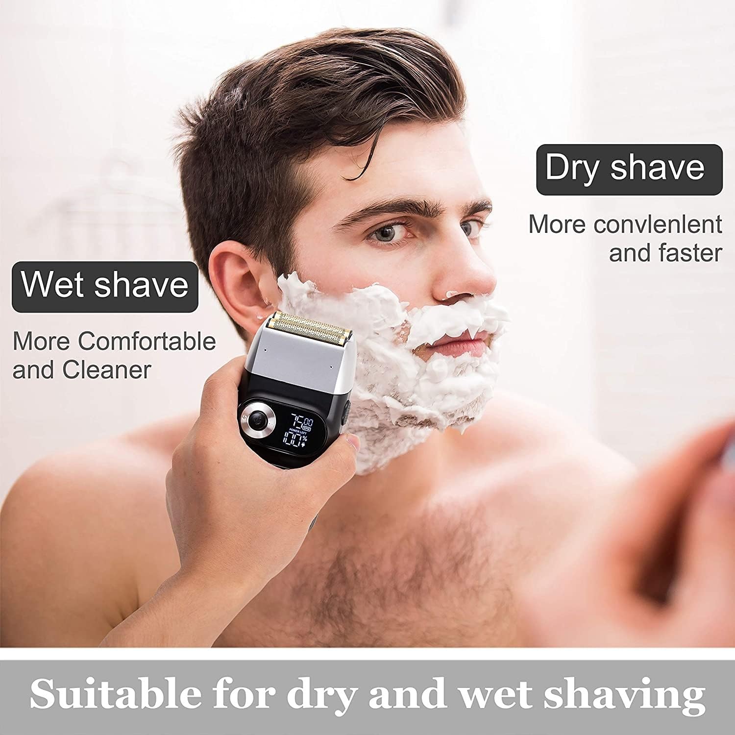 Rechargeable Electric Razor for Men - Cordless Hair & Beard Shaver with Bald Head Trimmer for Smooth Shaving | Perfect for Home, Travel & Grooming (Black)