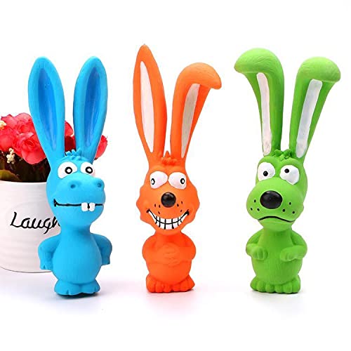 WoozaPet Colorful Latex Bunny Dog Chew Toys for Puppies, Adults & Seniors - Durable, Safe & Fun (Orange) - Perfect for Playtime, Training & Teething Relief