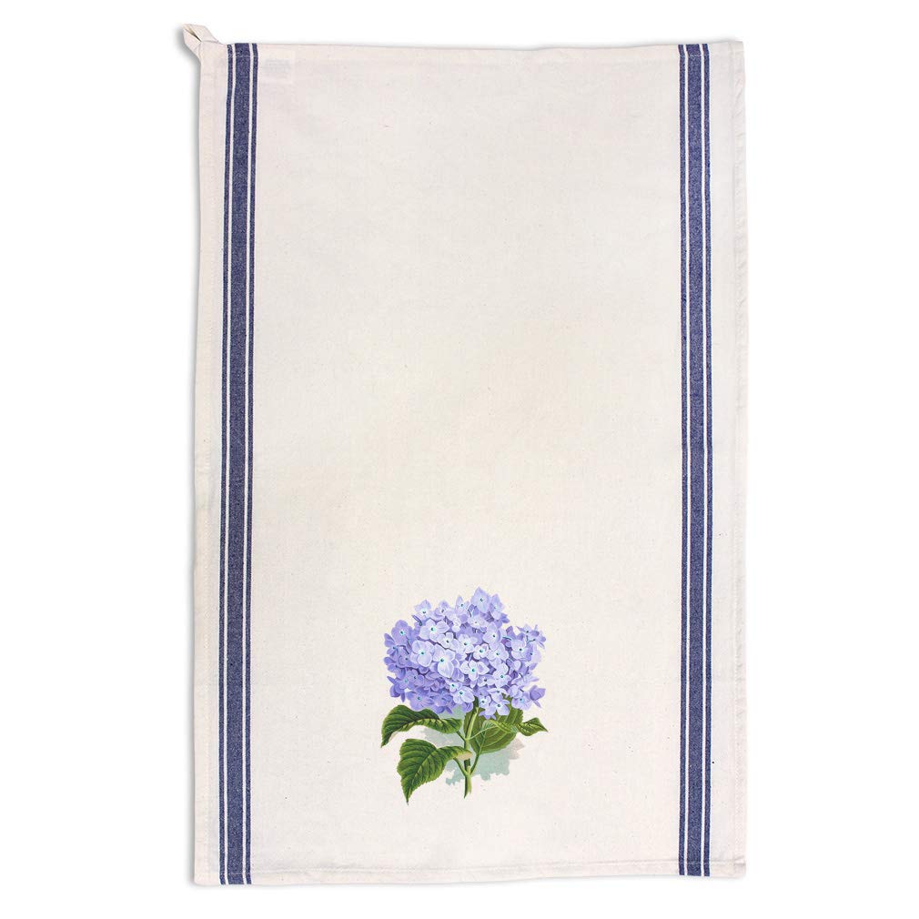Custom Vintage Hydrangea Floral Kitchen Towels - Blue Stripe Dish Towels for Cleaning & Decor | Perfect for Farmhouse, Rustic & Cottage Style Kitchens