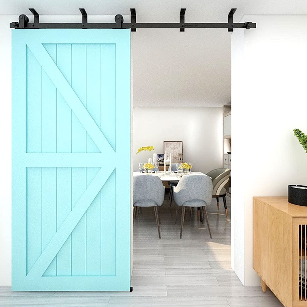 TSMST 5.5FT Ceiling Mount Sliding Barn Door Hardware Kit - T Style Track System for 33