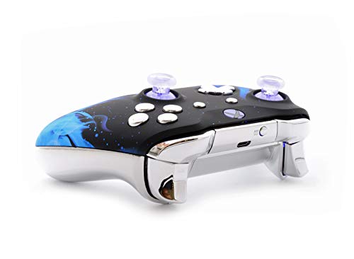 Chromium Blue Fire Custom Xbox One S Controller - Unmodded, Unique Design with 3.5mm Jack | Perfect for Gaming, Streaming & Competitive Play