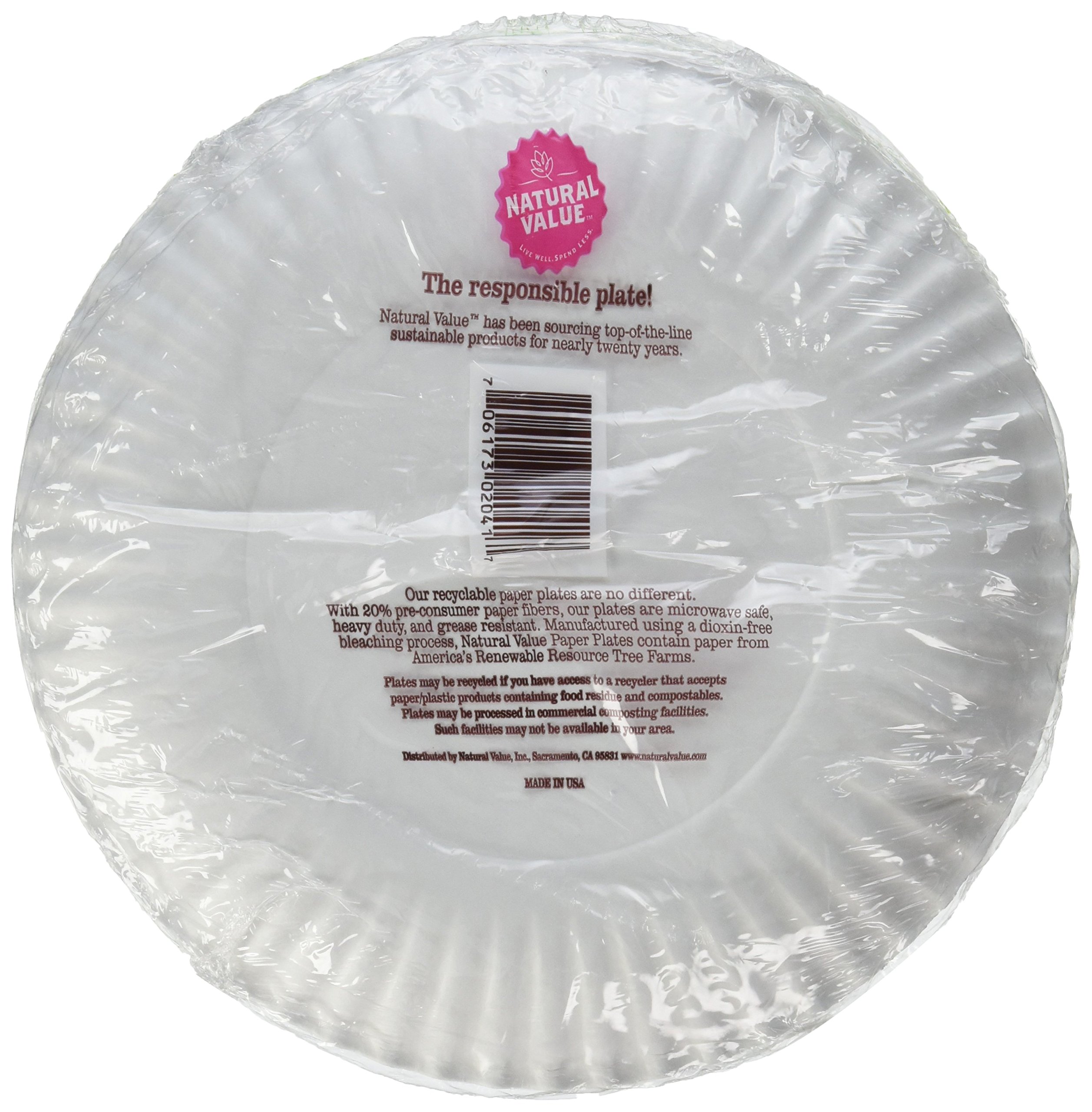 Natural Value 9 Inch Biodegradable Paper Plates - 40 Count (Pack of 24) | Eco-Friendly Disposable Plates for Parties, Picnics & BBQs | Compostable Dinnerware for Home, Office & Outdoor Events