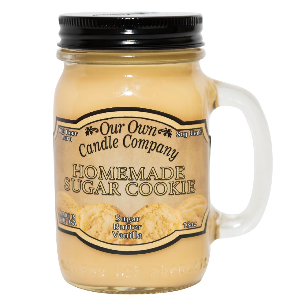 Homemade Sugar Cookie Scented Mason Jar Candle - 13oz Long Lasting 100 Hour Burn Time, Handmade in USA | Perfect for Home Decor, Gift Giving & Cozy Winter Nights