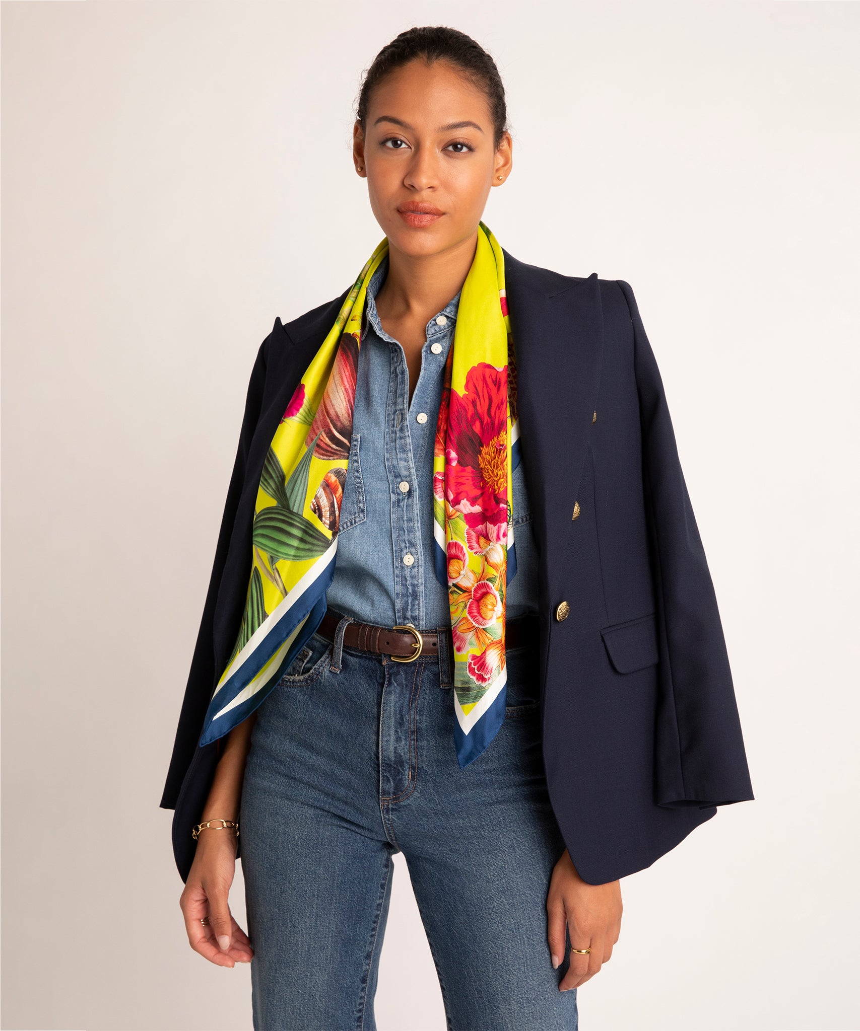 35 Silk Square Scarf - A Snail's Tale Luxury Fashion Accessory for Women, Elegant Neck Scarf for Office, Travel & Special Occasions