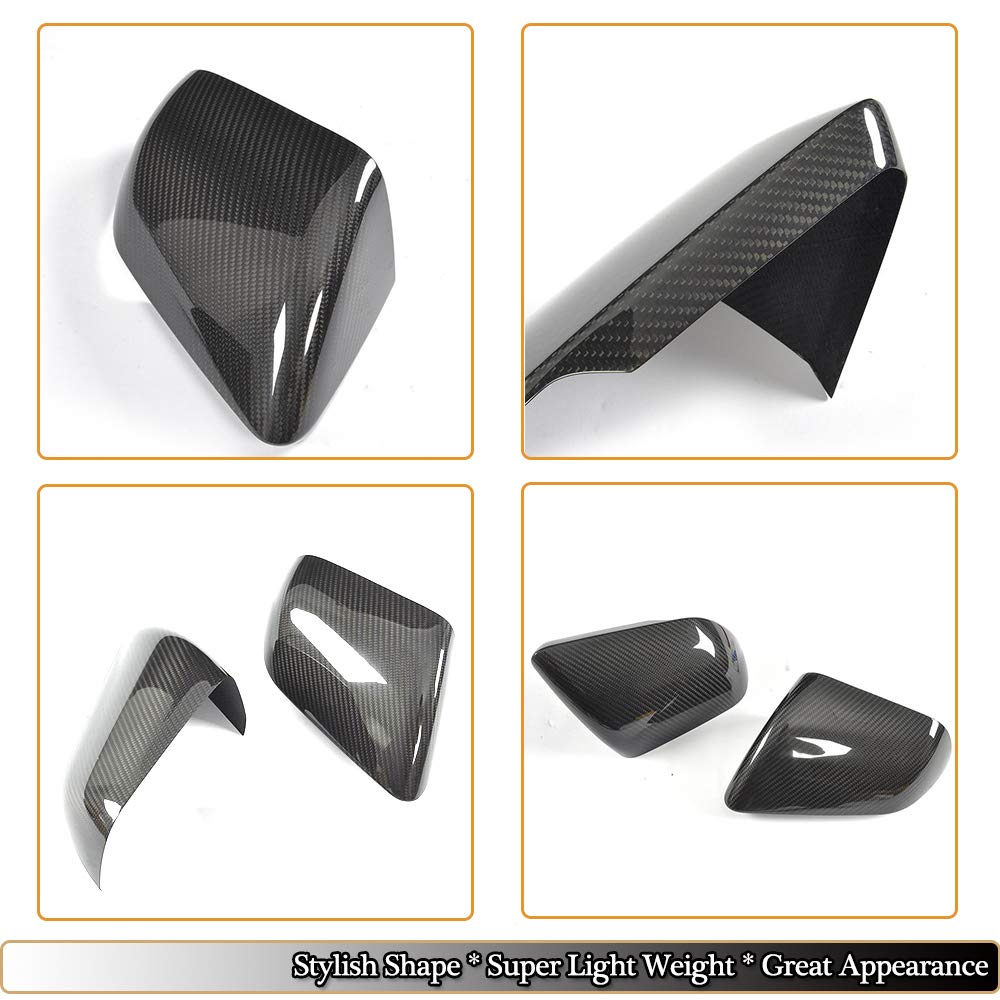 MCARCAR Carbon Fiber Mirror Cover for Ford Mustang GT 2015-2019 | Side Rearview Mirror Caps with Turn Signal Hole | Exterior Upgrade for Coupe & Convertible Models | Durable CF Shell for Enhanced Style & Protection (Perfect for Car Shows & Daily Driving)