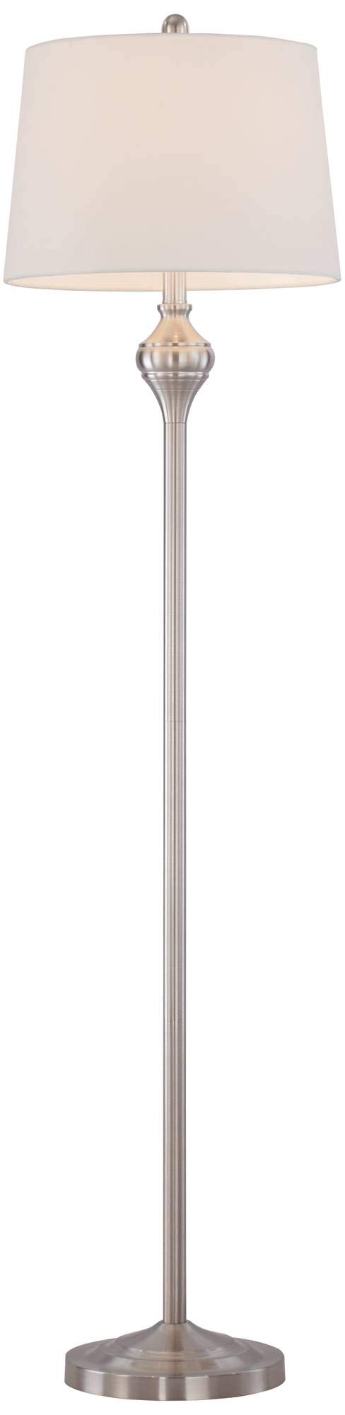 Barnes and Ivy Mason Traditional 3-Piece Table & Floor Lamp Set - Brushed Nickel Metal with White Drum Shade - Modern Lighting for Living Room, Bedroom, Home Office, Entryway - Perfect for Reading, Nightstand Decor & Family Gatherings