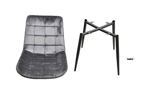 4-Piece Velvet Dining Chair Set - Upholstered Kitchen & Living Room Chairs with Cushioned Seats (Grey) - Perfect for Home, Restaurant, or Office Use