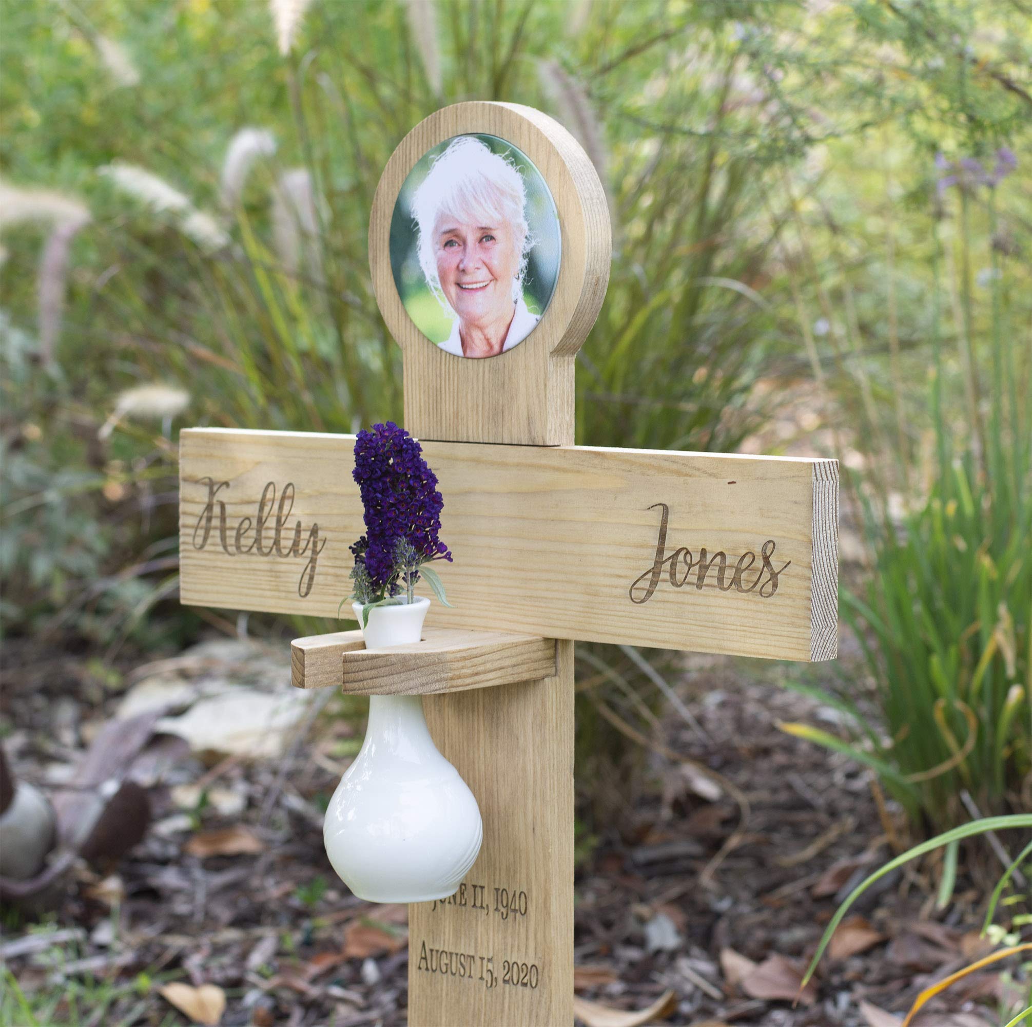 Personalized Memorial Cross with Flameless Candle or Vase - Honoring Loved Ones | Perfect for Home Memorials, Graveside Tributes & Sympathy Gifts