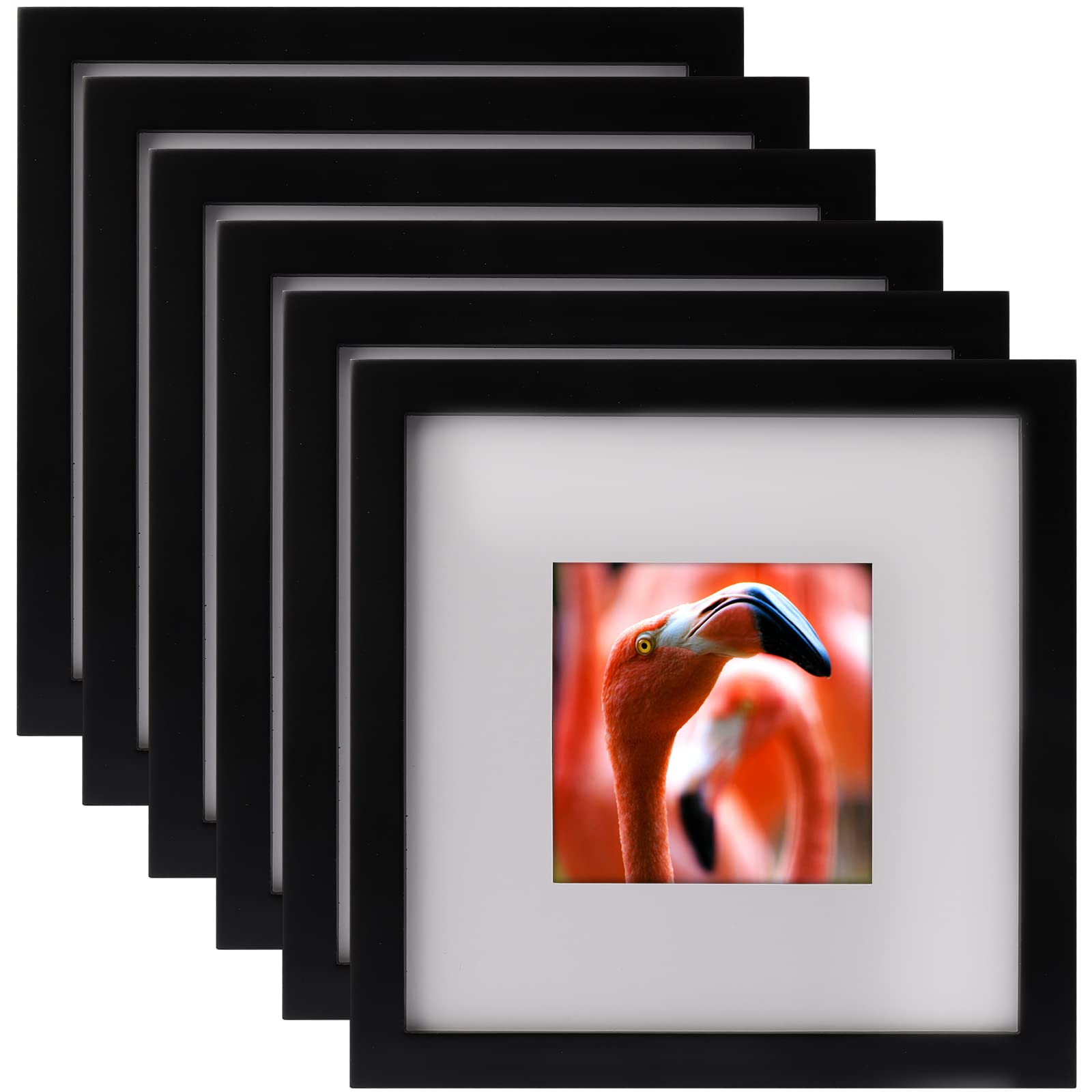 8x8 Inch Black Square Picture Frames - Set of 6 Solid Wood Wall Mount & Tabletop Display Frames for Home Decor, Office, Gallery Wall, and Photo Displays