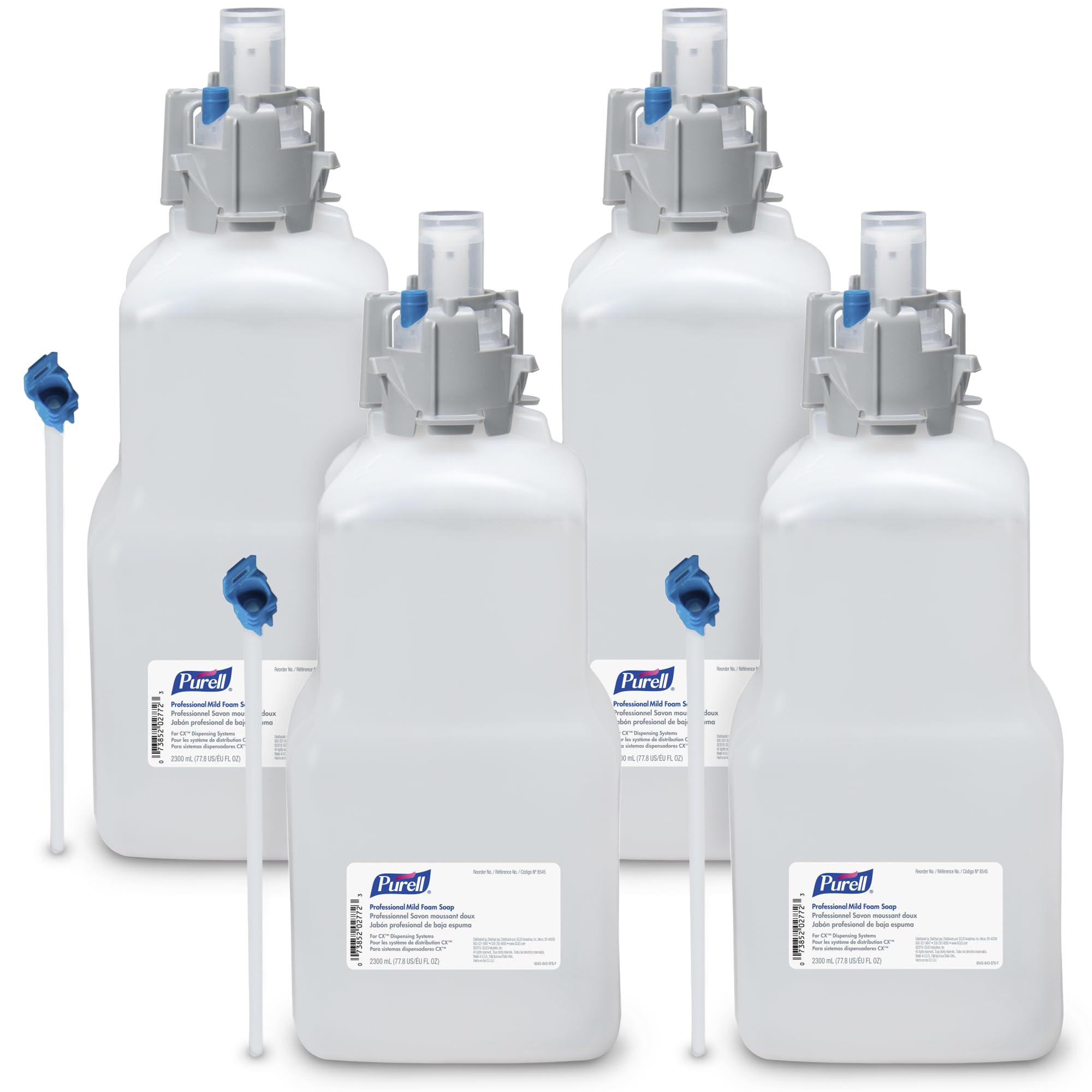 PURELL Professional Mild Foam Hand Soap Refill, Fragrance Free, 2300 mL (Pack of 4) - Compatible with PURELL CXM/CXI/CXT Dispensers | Ideal for Offices, Hospitals, Schools & Public Restrooms