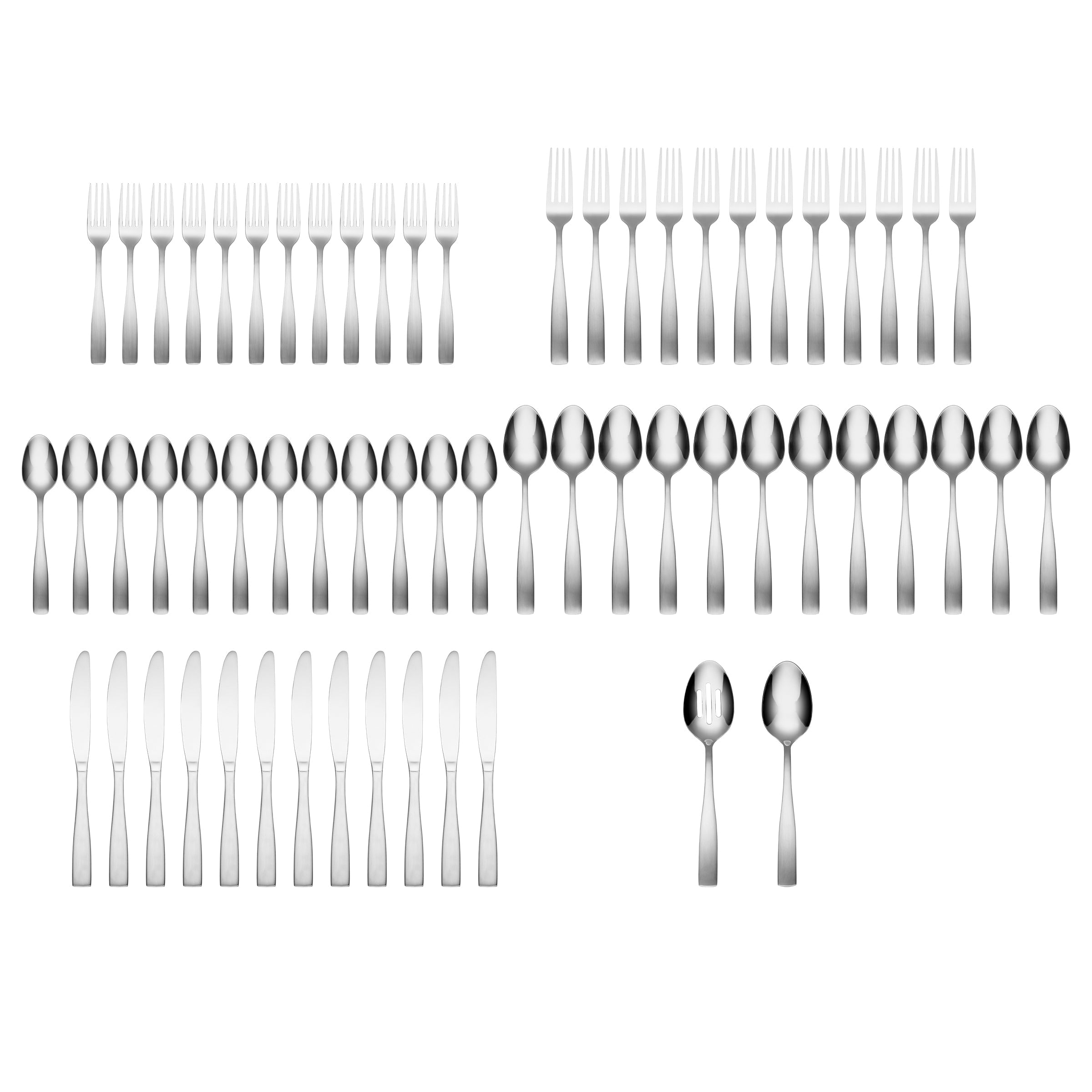 Madison Satin 62-Piece Flatware Set with Wooden Tray - Elegant Stainless Steel Cutlery Set for 12, Perfect for Dinner Parties, Weddings & Formal Dining