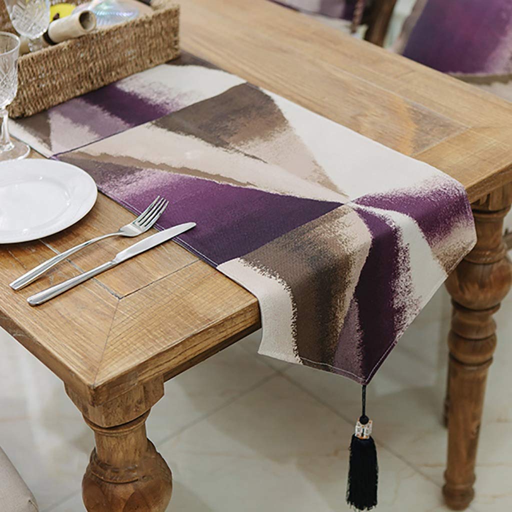 GDXFSM High Precision Colored Table Runner with Tassels - Cotton Linen Classic Dining Room Decor for Party, Holiday, and Bed Runner Use