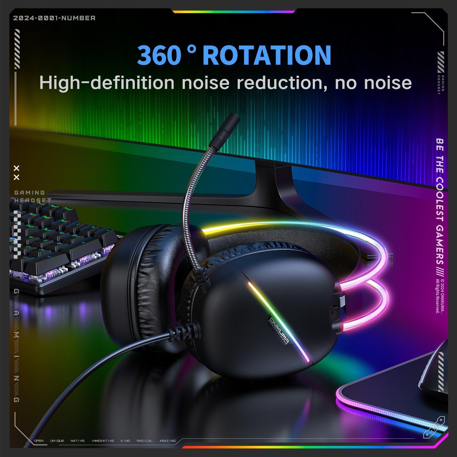 ONIKUMA X33 Gaming Headset with Microphone - Wired USB/3.5mm Noise Cancelling Headphones for PC, PS4, PS5, Xbox, Switch, Mobile - Comfortable Over-Ear Design for Long Gaming Sessions, Streaming & Online Classes