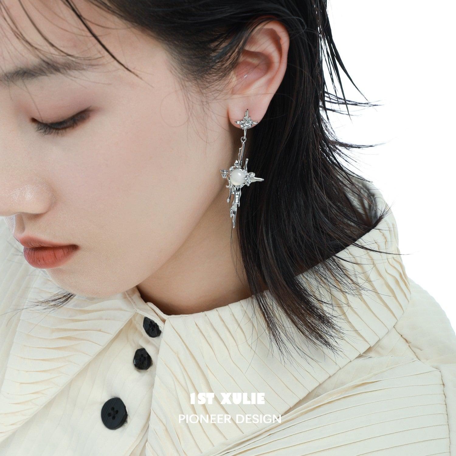 Natural White Agate Pendant S925 Sterling Silver Earrings for Women - Elegant Dainty Jewelry Gift for Birthday, Anniversary & Everyday Wear