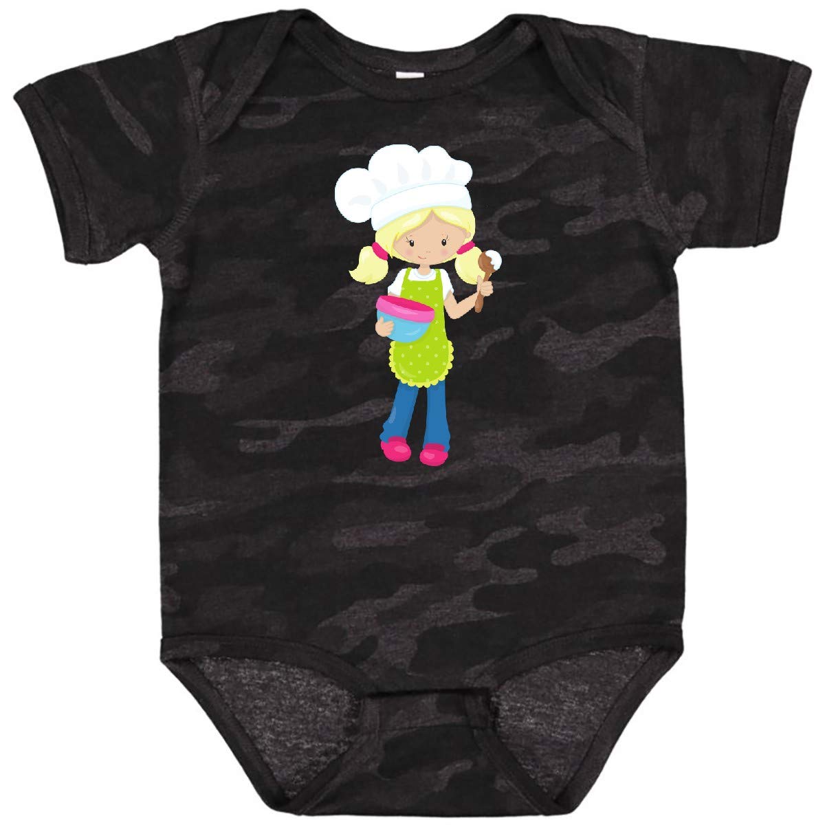 Inktastic Cute Blonde Hair Baby Baker Bodysuit - Adorable Baking-Themed Outfit for Infants & Toddlers - Perfect for Baking Parties, Photo Shoots & Everyday Wear