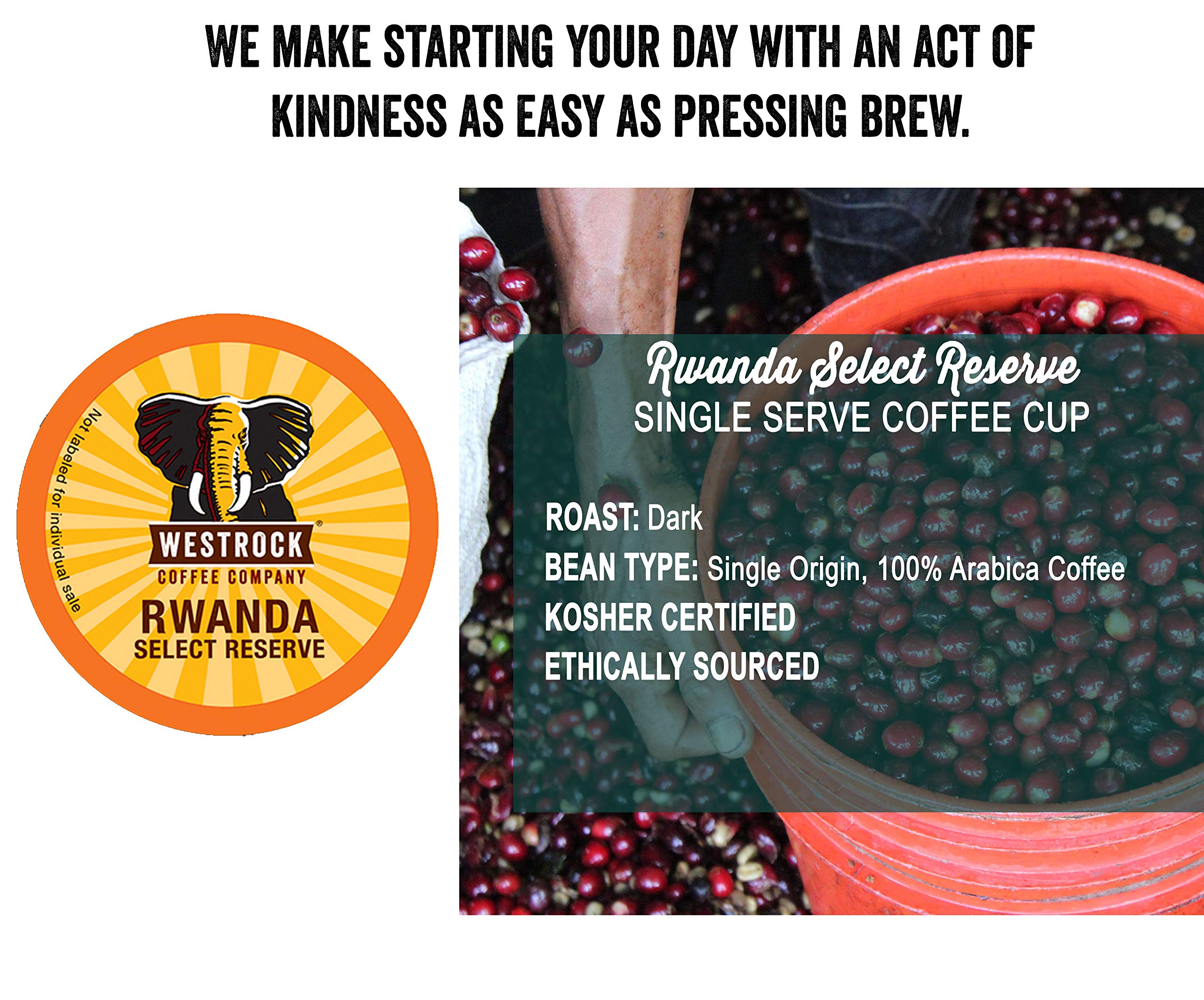 Westrock Coffee Company Rwanda Select Reserve Single Serve Coffee Cups - Dark Roast, 12 Count | Premium K-Cup Pods for Keurig Brewers | Perfect for Office, Home & Travel Use