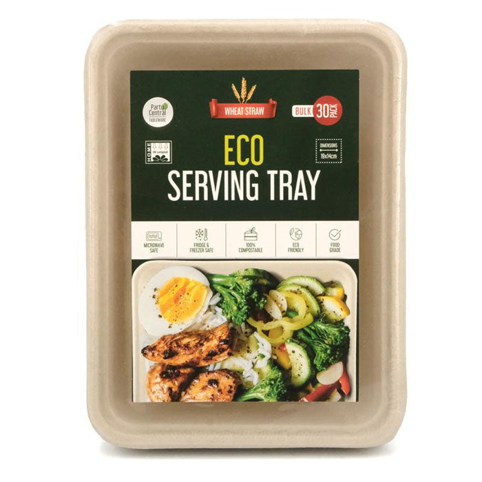 Eco-Friendly Bamboo Serving Trays | 30-Pack Disposable Compostable Party Plates | Perfect for Picnics, BBQs, and Catering Events