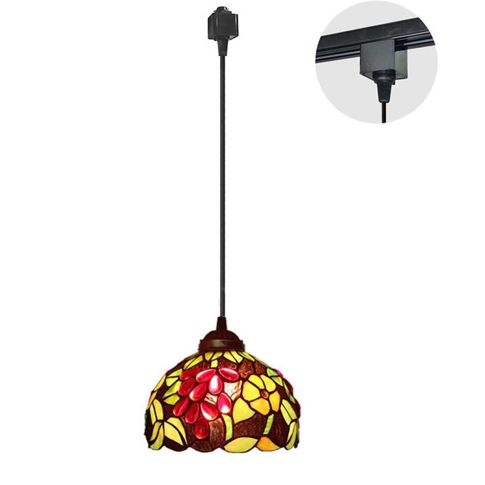 KIVERN 3.3 Ft Cord Track Pendant Light with Adapter - Multi-Colored Glass Shade for Kitchen Island, Dining Room, Bar Counter | Modern Hanging Light Fixture for Home Decor, Restaurant Lighting