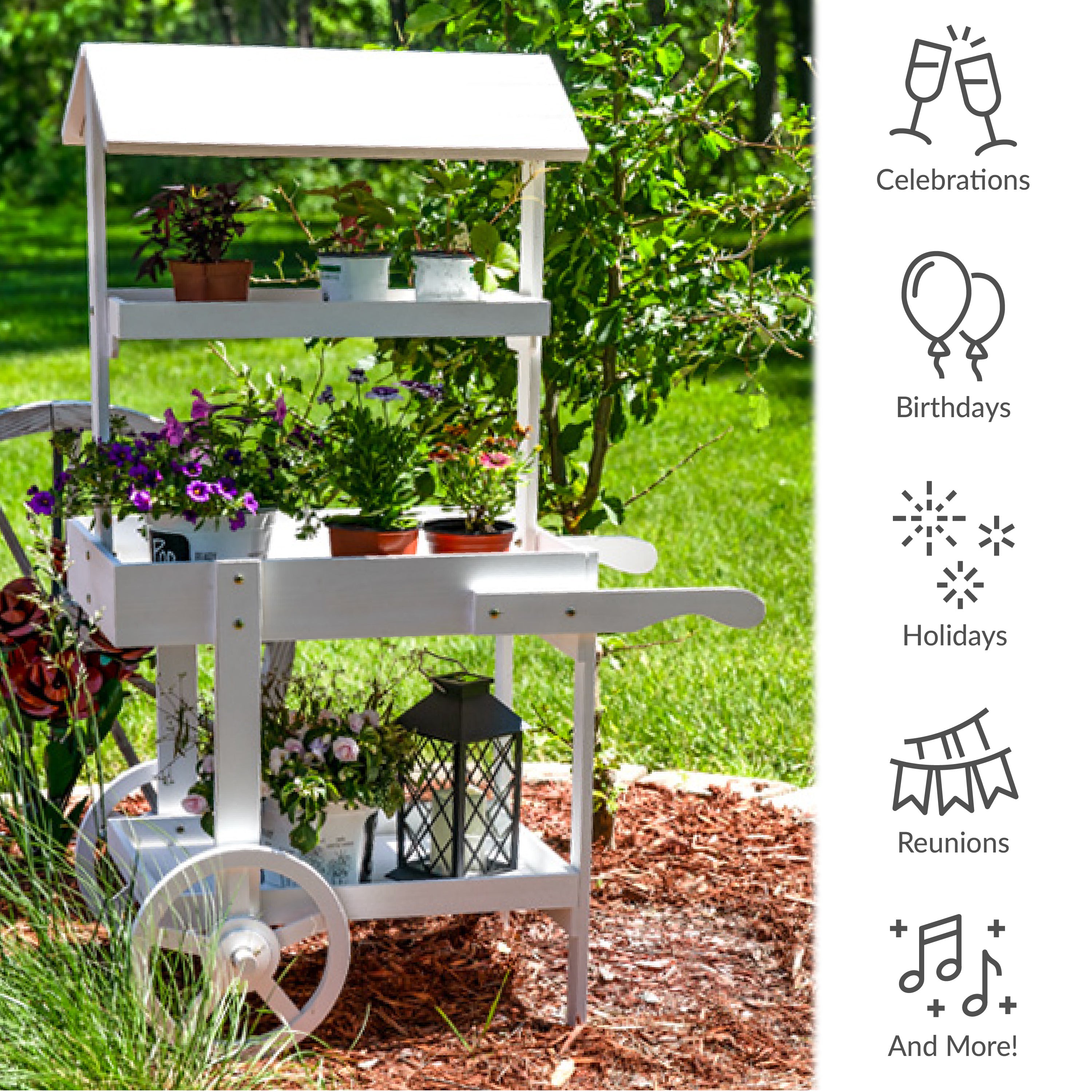 Sunnydaze Country Market Flower Cart Display Stand - 49.25