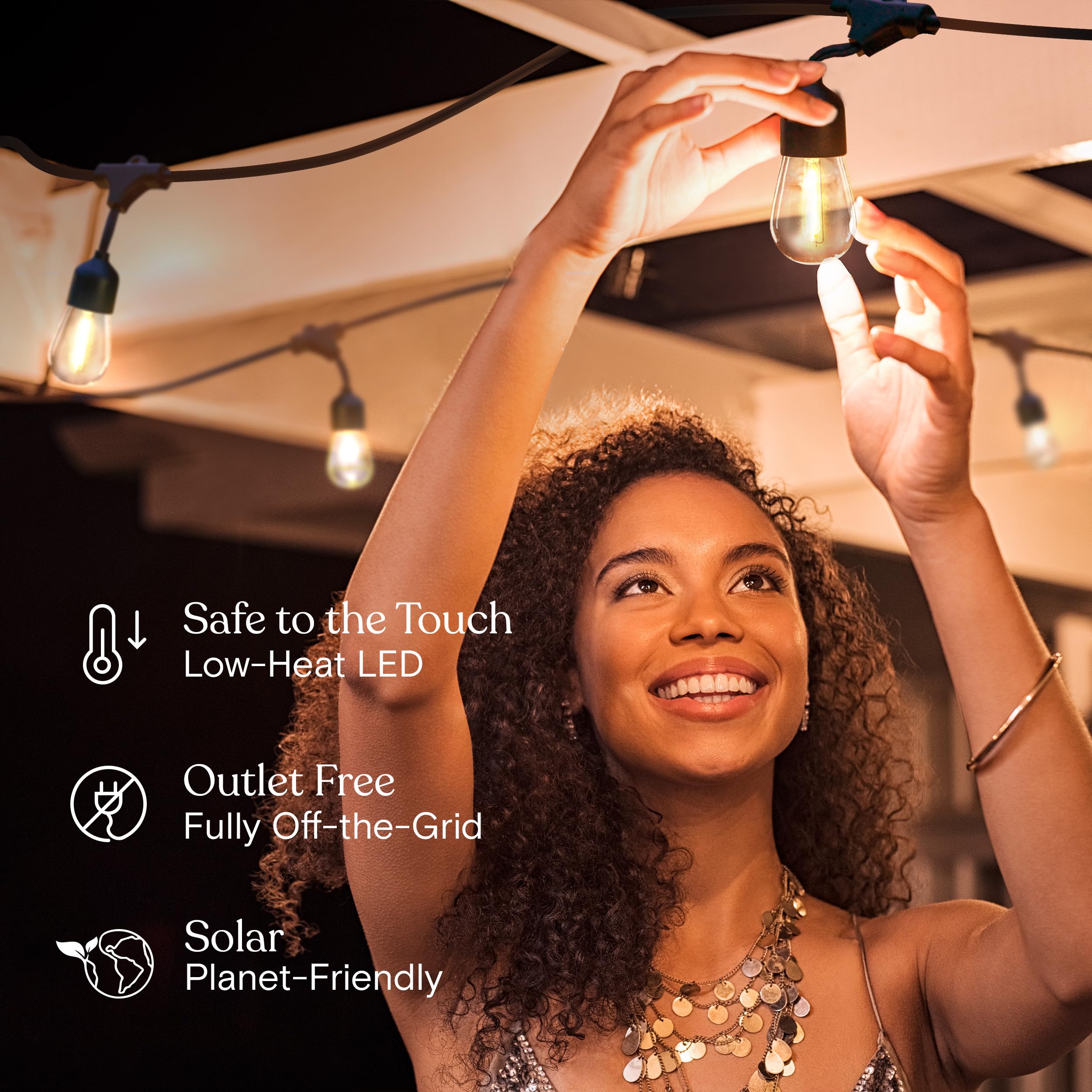 Brightech Ambience Pro Solar Powered Outdoor String Lights - 27 Ft Commercial Grade Waterproof LED Patio Lights with 12 Shatterproof Edison Bulbs, Warm White 2W - Perfect for Backyard, Garden, Wedding & Party Decor