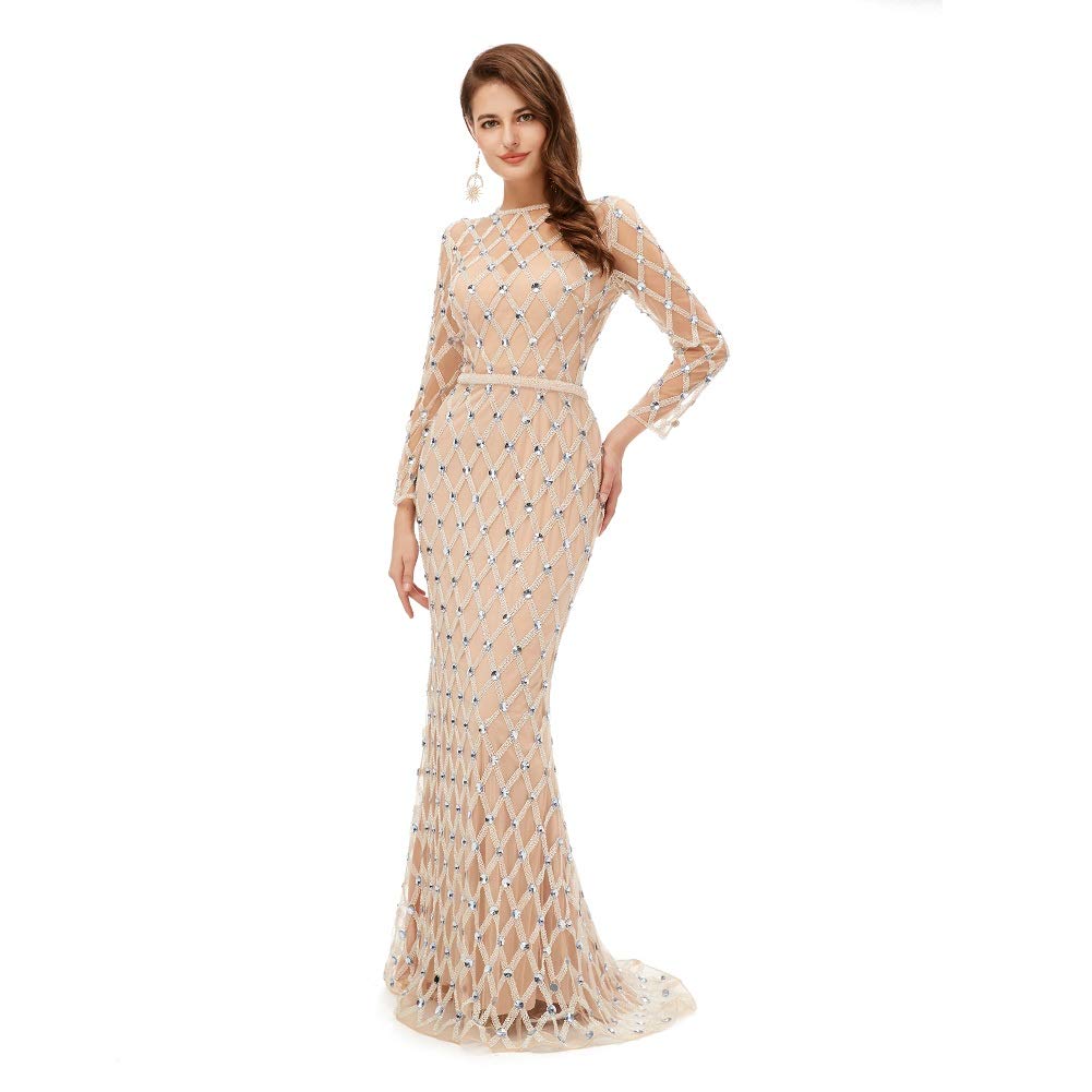 Engerla Long Sleeves Mermaid Prom Dress with Luxurious Beading - Elegant Pageant Gown for Evening Parties, Homecoming & Special Occasions