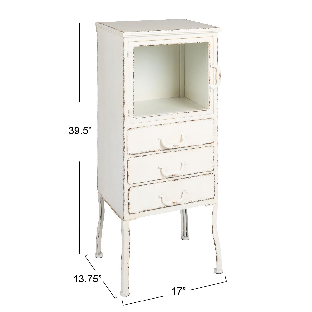 Creative Co-Op 3-Drawer Metal Storage Cabinet - Organize Office, Kitchen & Bathroom Supplies | Durable Steel Cabinet for Home & Office Organization