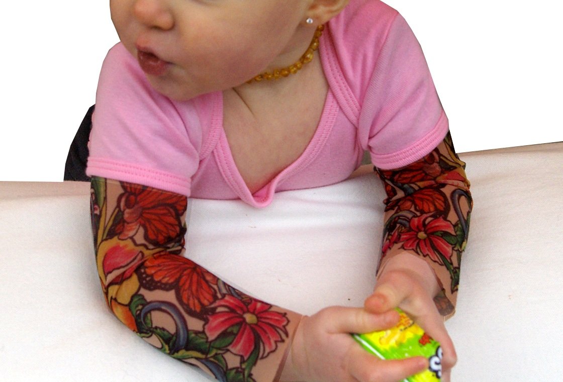 Wild Rose Baby Girls' Tattoo Sleeve Shirt with Butterfly Print - Pink Floral Long Sleeve Top for Toddlers - Perfect for Birthday Parties, Photo Shoots & Casual Outings