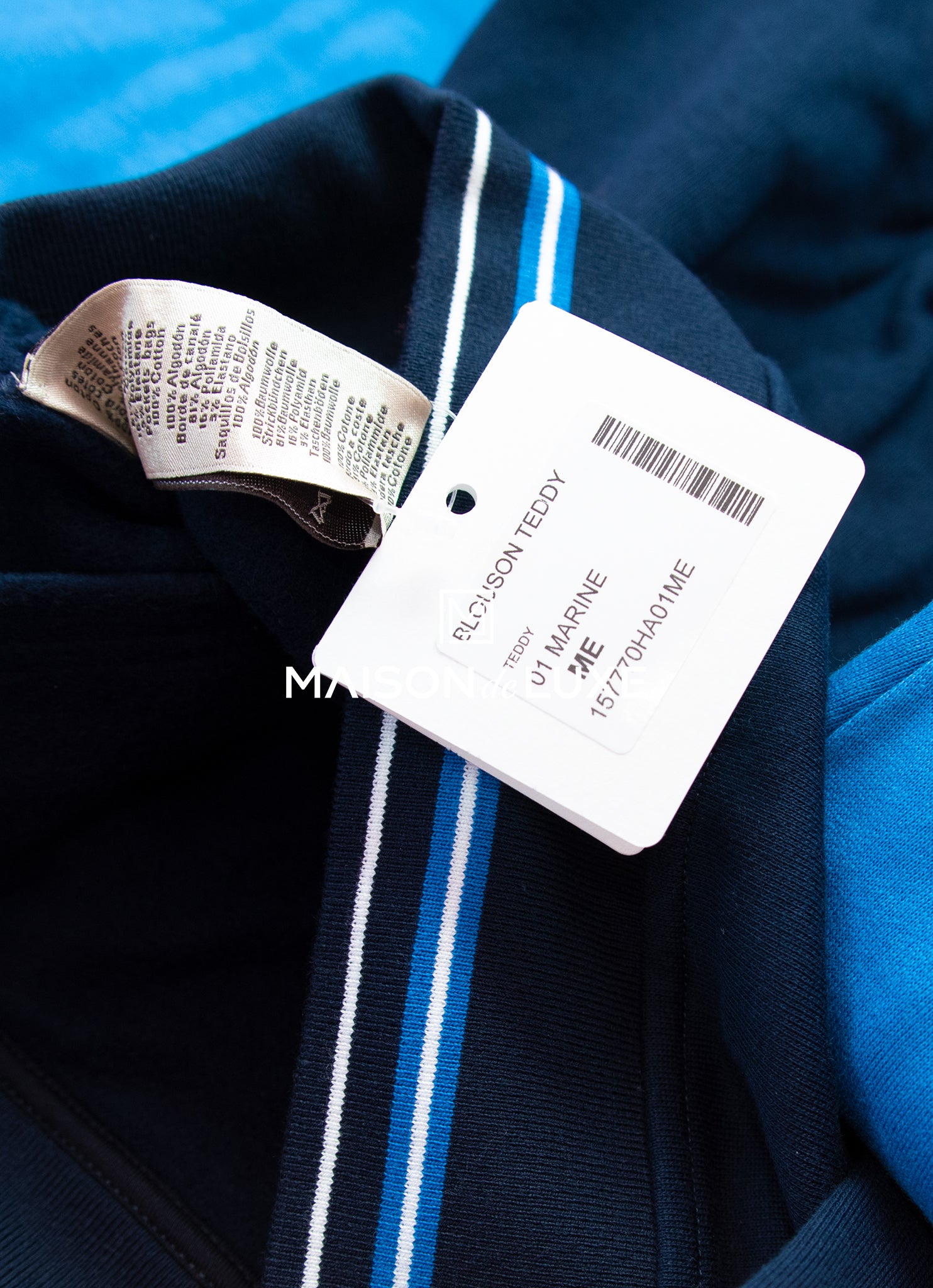 Hermes Men's Blue Teddy Varsity Jacket - Premium Cotton Bomber Jacket for Men | Casual Wear, Street Style & Fall Fashion Outerwear