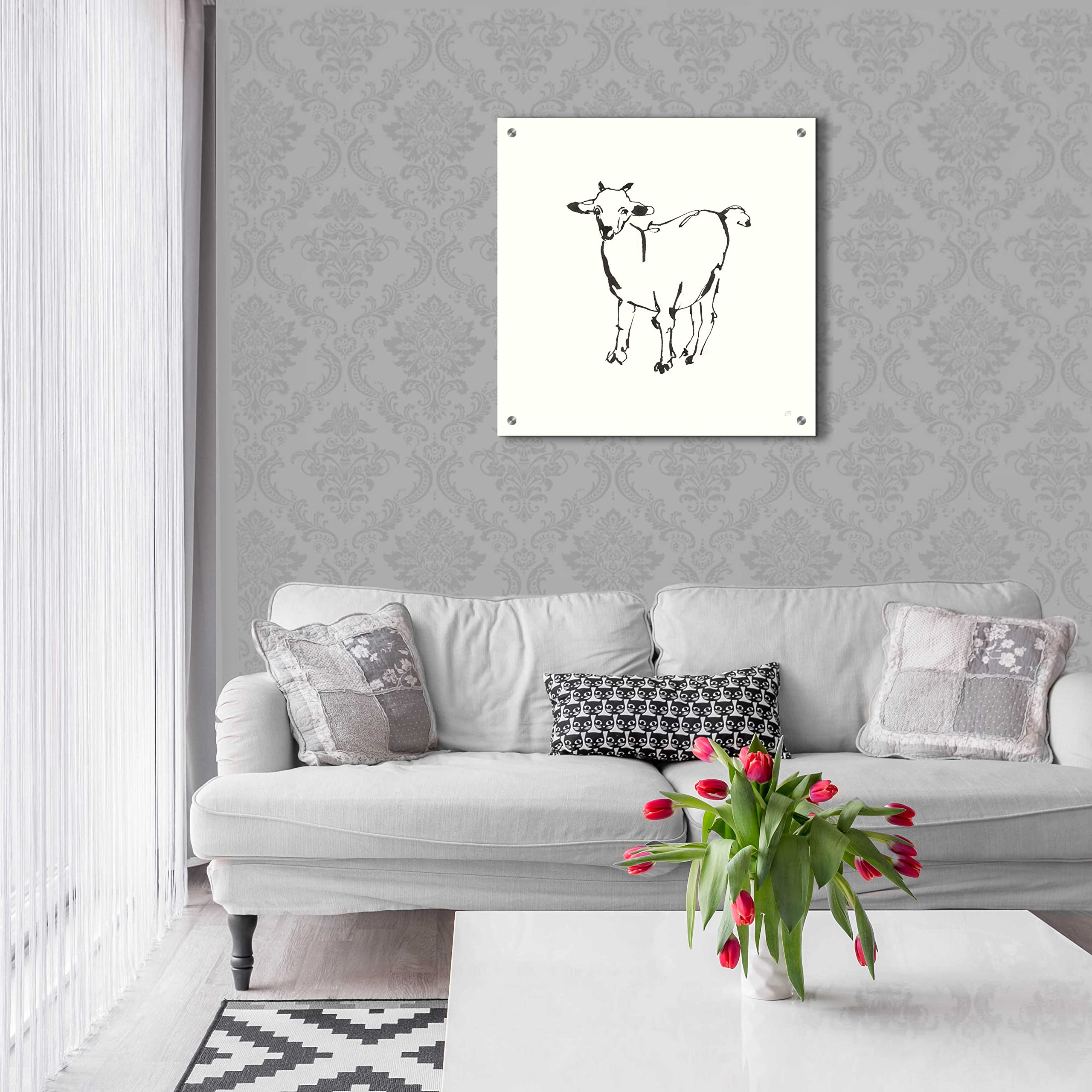 Line Goat by Chris Paschke - 24x24 Inch Modern Acrylic Glass Wall Art - Contemporary Abstract Painting for Living Room, Bedroom & Office Decor