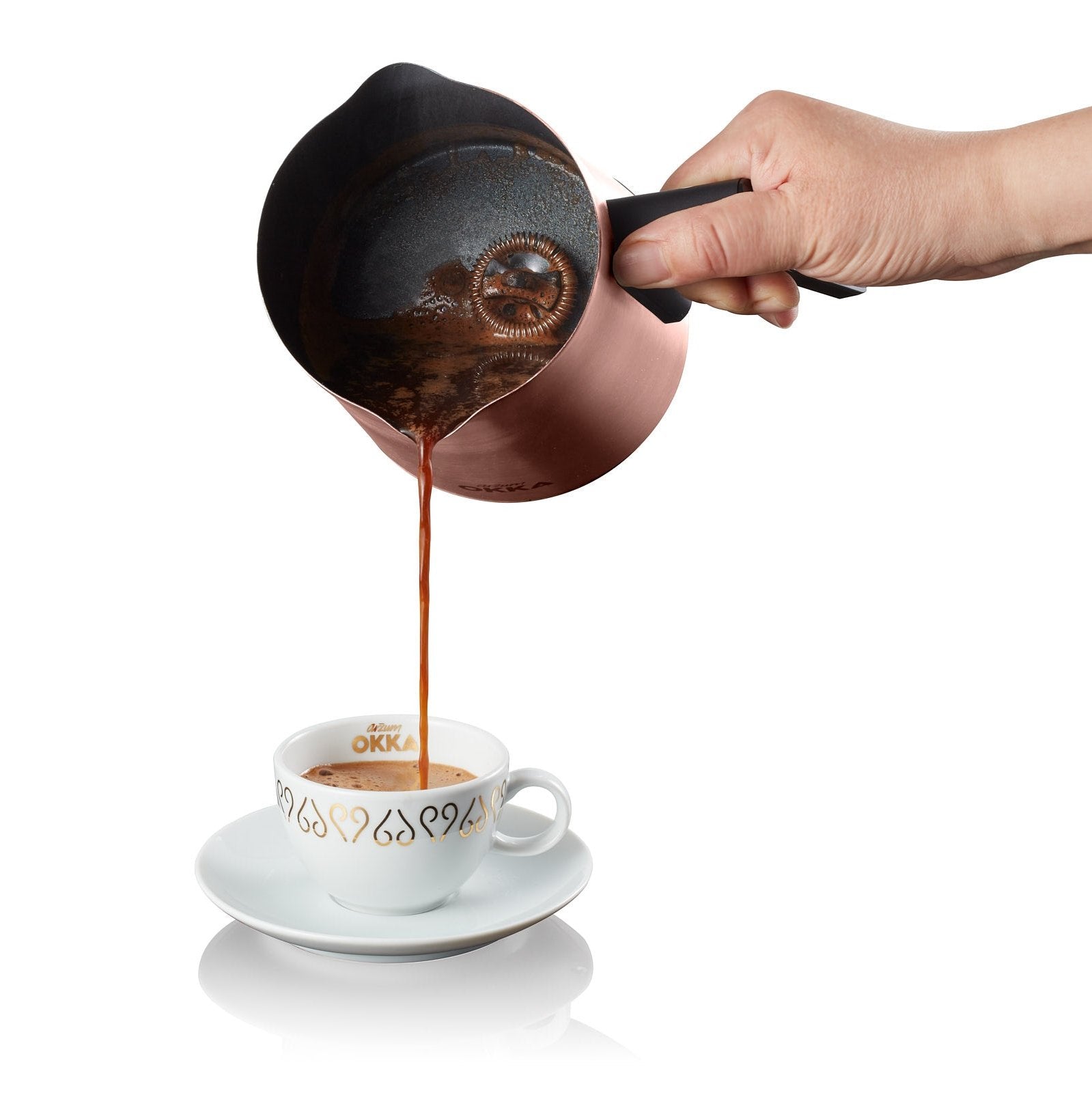 Arzum Okka Rich Automatic Turkish Coffee Maker & Hot Beverage Machine - Velvetiser for Espresso, Latte & Tea - 120V Black/Copper - Perfect for Home, Office & Gifts