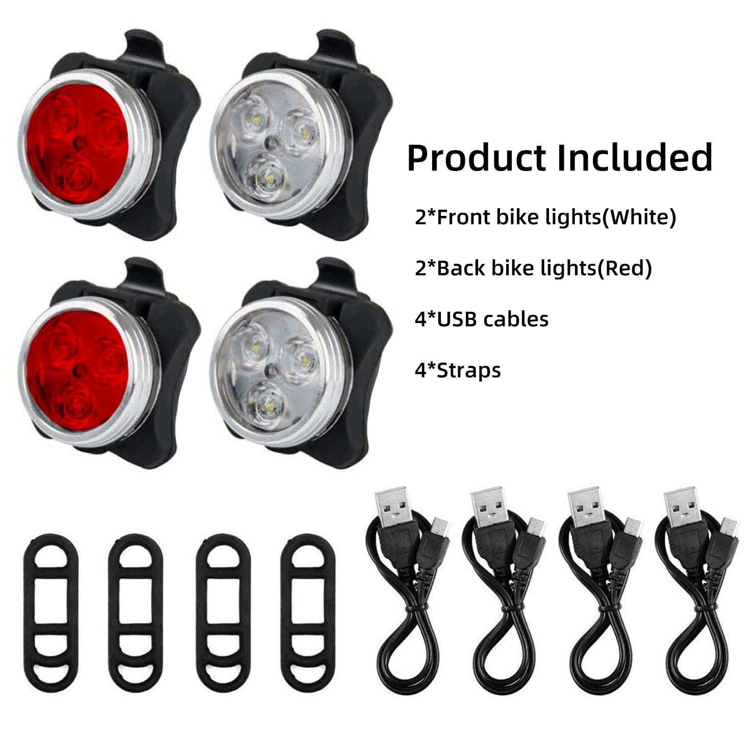LED Bike Lights Set - Waterproof Front & Rear Bicycle Lights with 4 Bright Modes, Battery Powered for Mountain & Road Cycling | Perfect for Night Commuting & Outdoor Adventures